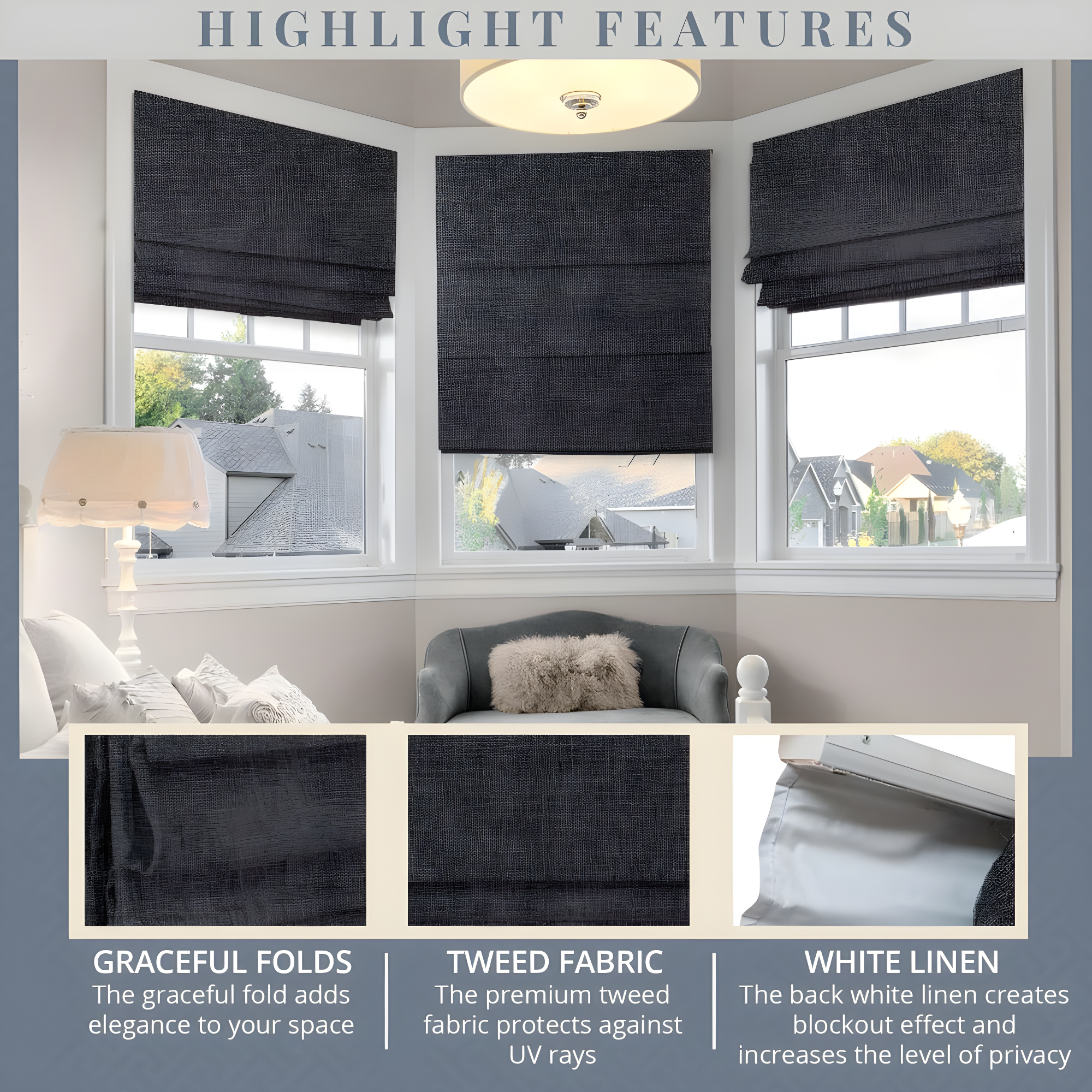 23"x72" Chicology Blackout Roman Curtain Shade Lexington Pebble