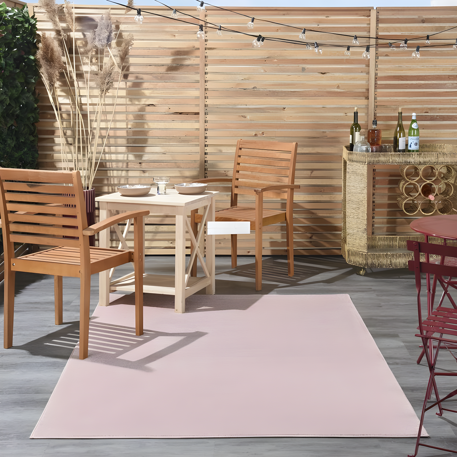 Nourison Essentials Easy Care Indoor Outdoor Area Rug - Pink 5' x 7'