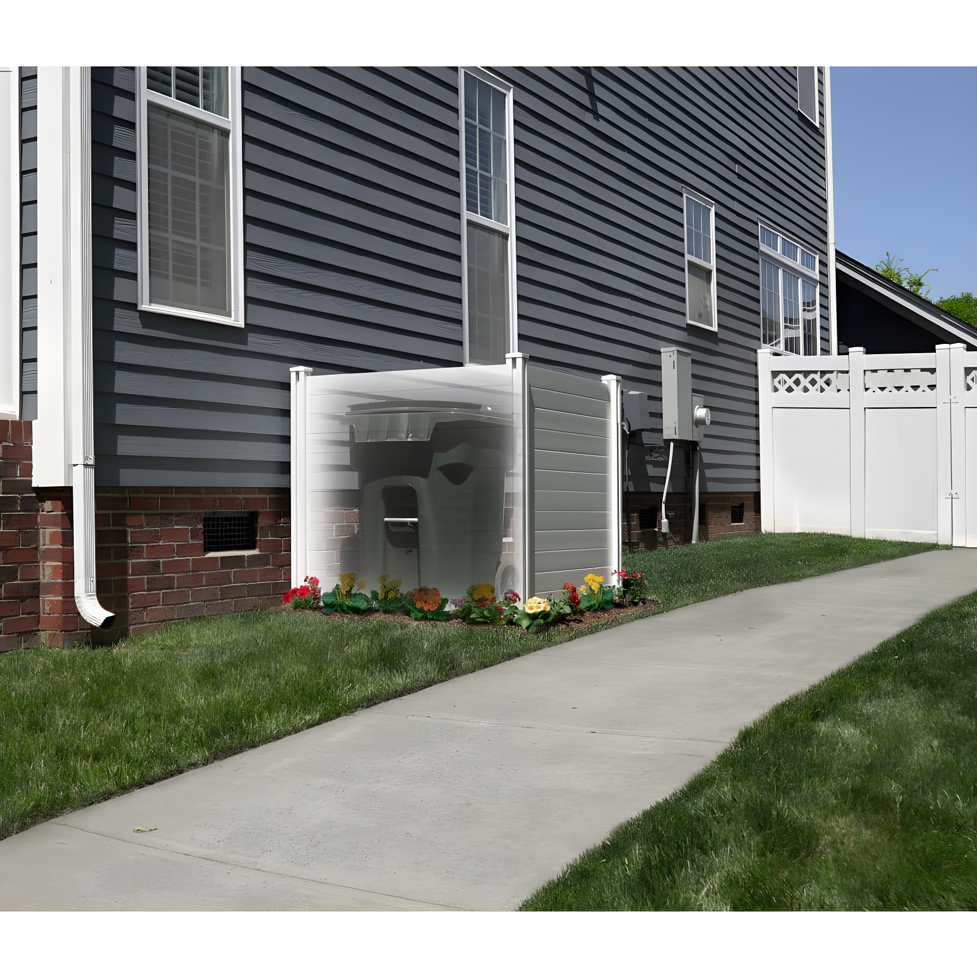 4ft H x 4ft W (2 Panels) No Dig Enclo Premium White Vinyl Privacy Screen, Outdoor Privacy Panels, Use As Air Conditioner Fence, Trash Can Enclosure, Pool Equipment Enclosure, ZP19014