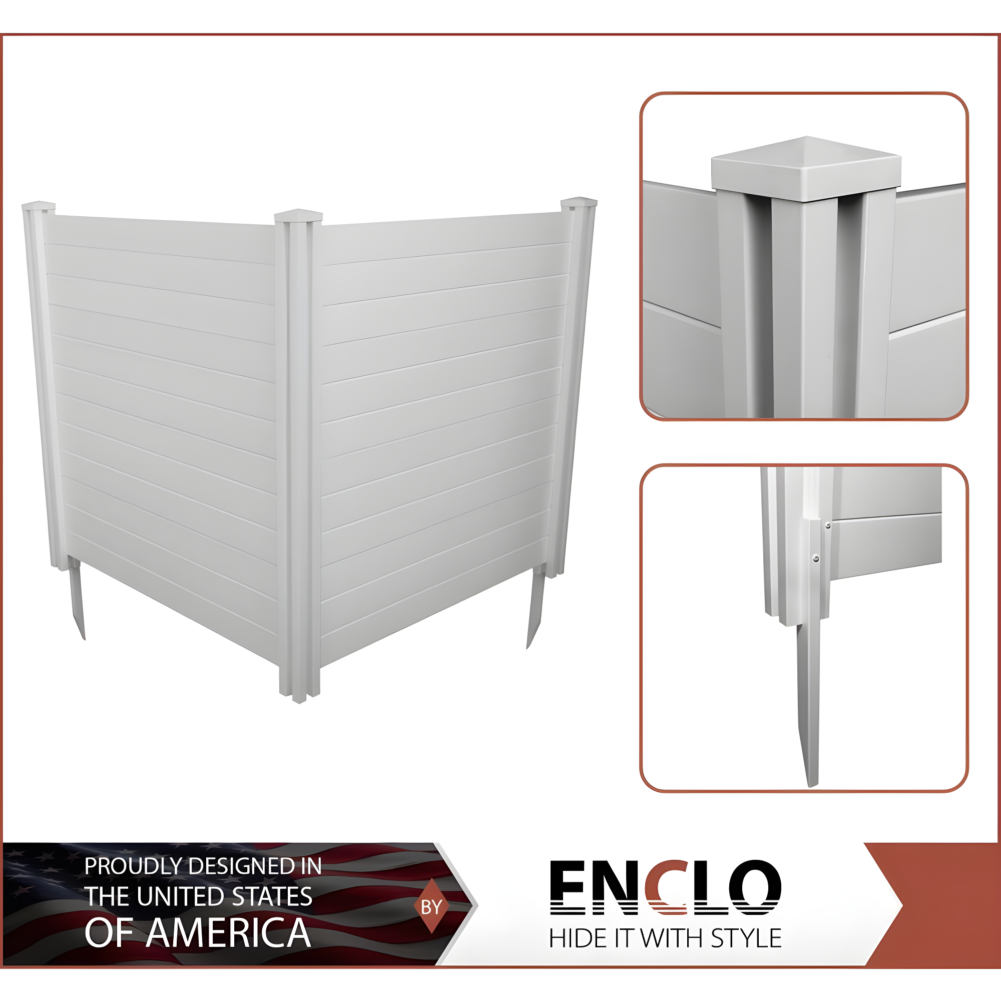 4ft H x 4ft W (2 Panels) No Dig Enclo Premium White Vinyl Privacy Screen, Outdoor Privacy Panels, Use As Air Conditioner Fence, Trash Can Enclosure, Pool Equipment Enclosure, ZP19014
