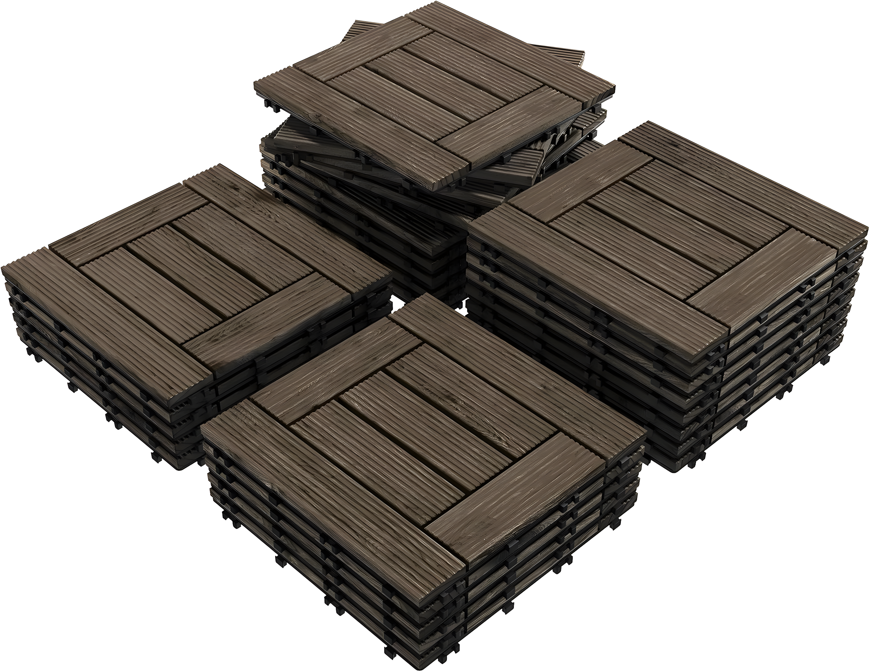 Topeakmart 27PCS Patio Deck Tiles Interlocking Wood Decking Floor Tiles 12 x 12in Black for Outdoor & Indoor Patio Garden Deck Poolside