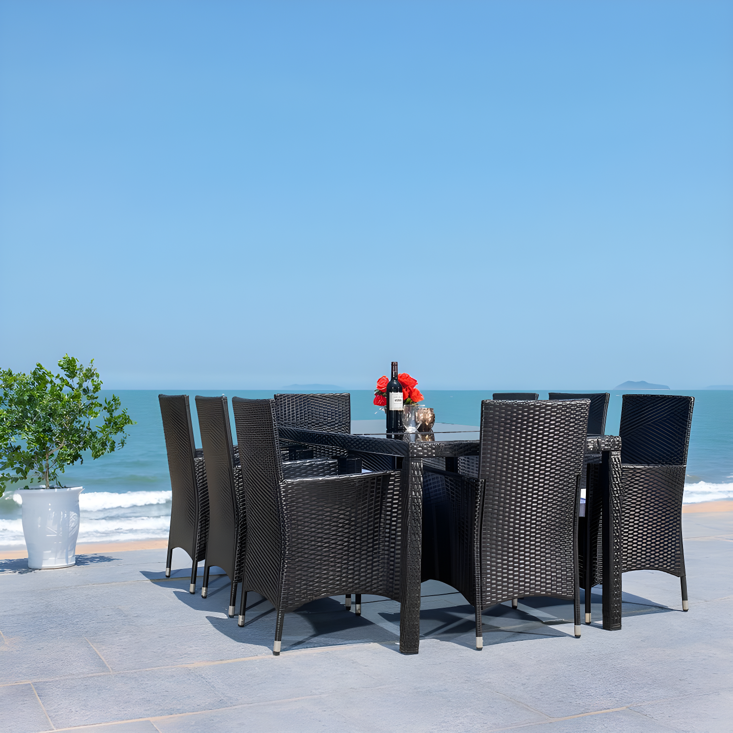 Safavieh Hailee 8 - Person Rectangular Outdoor Dining Set with Cushions