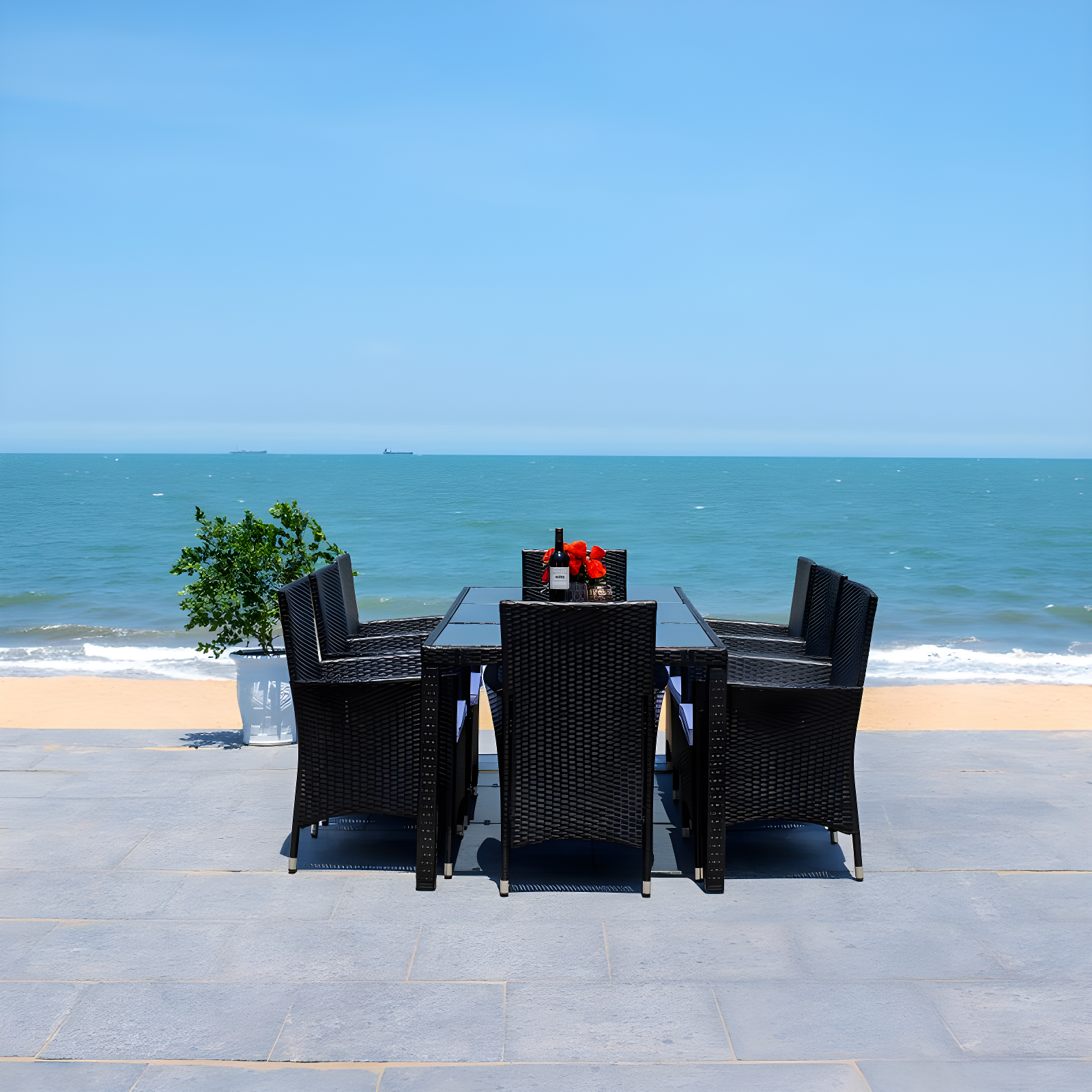 Safavieh Hailee 8 - Person Rectangular Outdoor Dining Set with Cushions