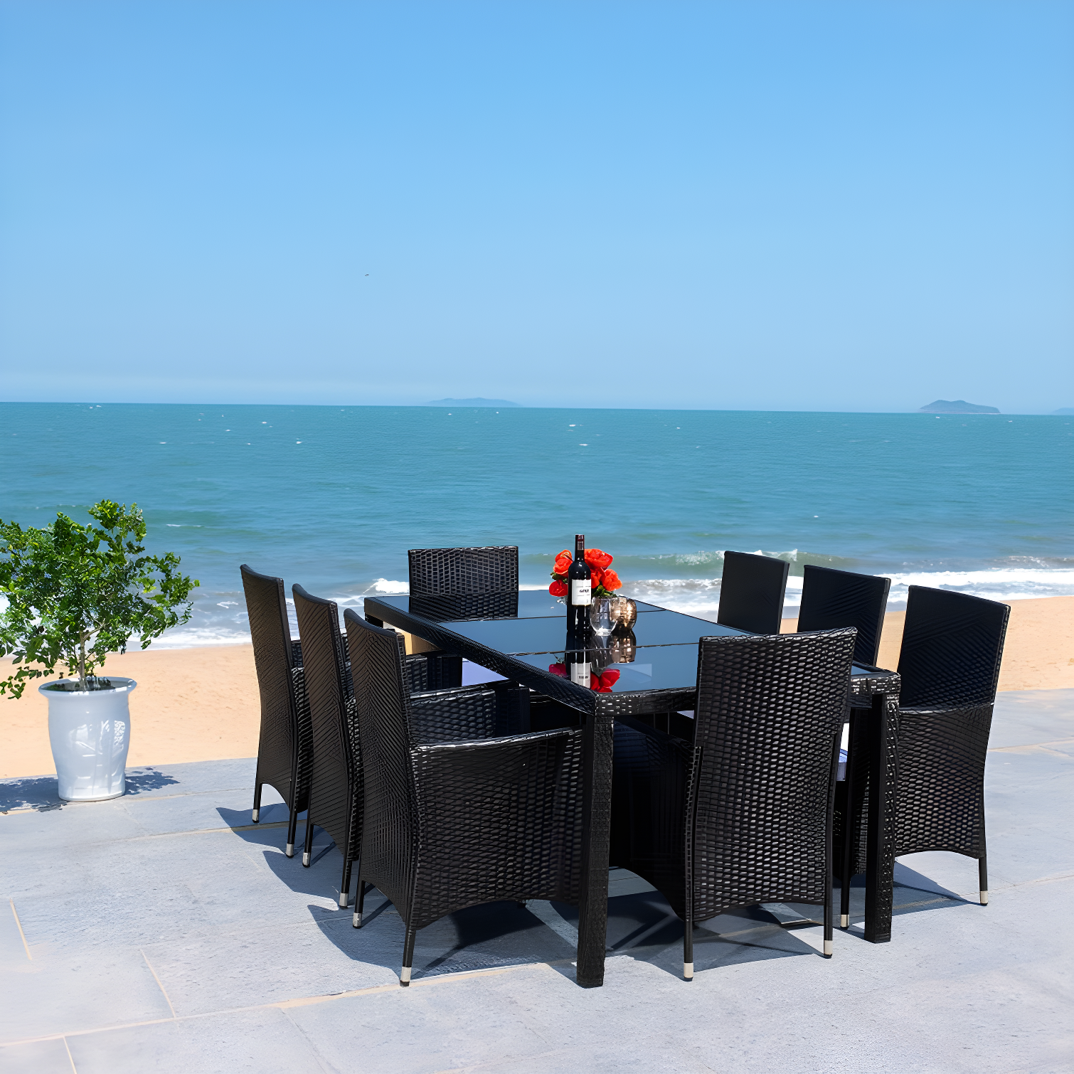 Safavieh Hailee 8 - Person Rectangular Outdoor Dining Set with Cushions