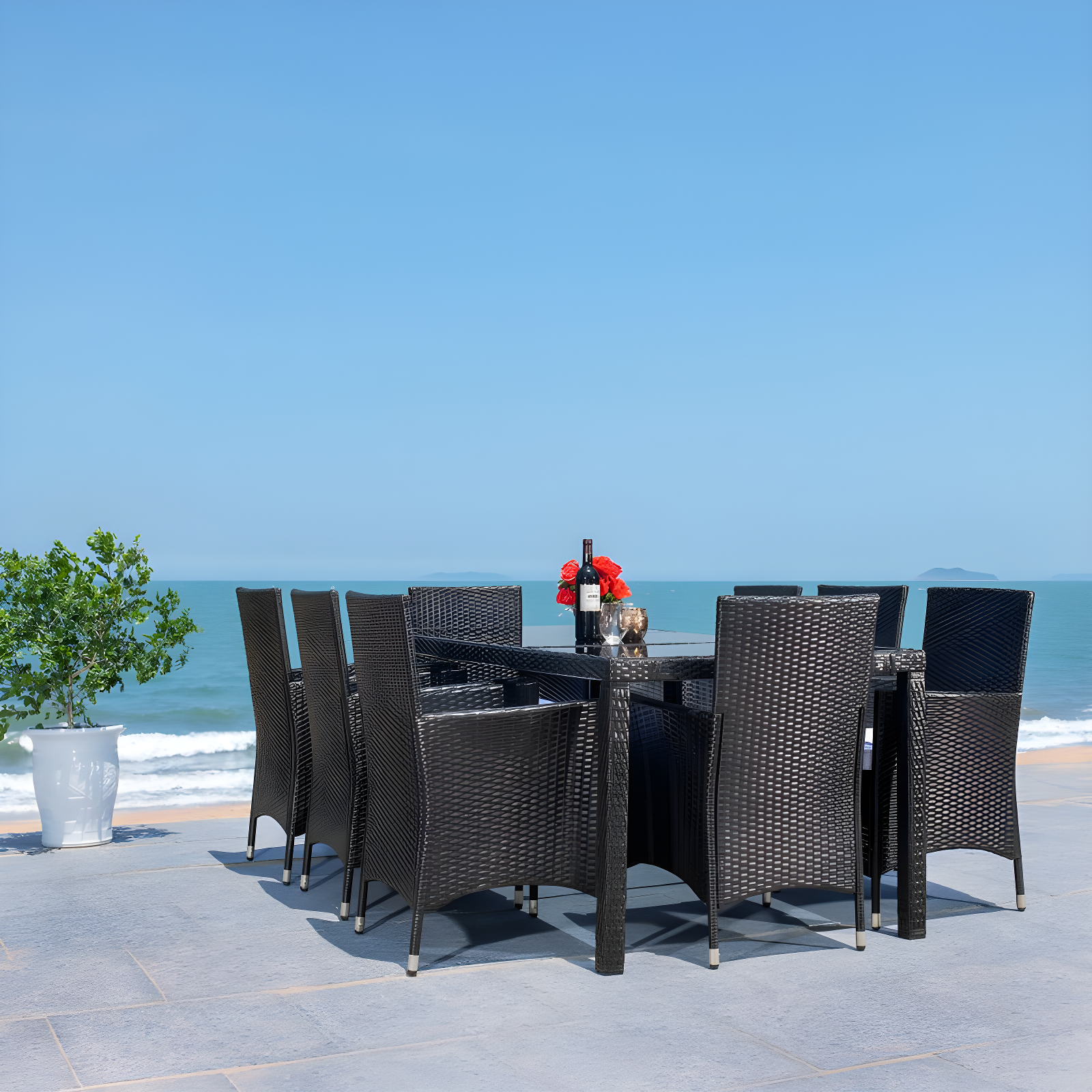 Safavieh Hailee 8 - Person Rectangular Outdoor Dining Set with Cushions