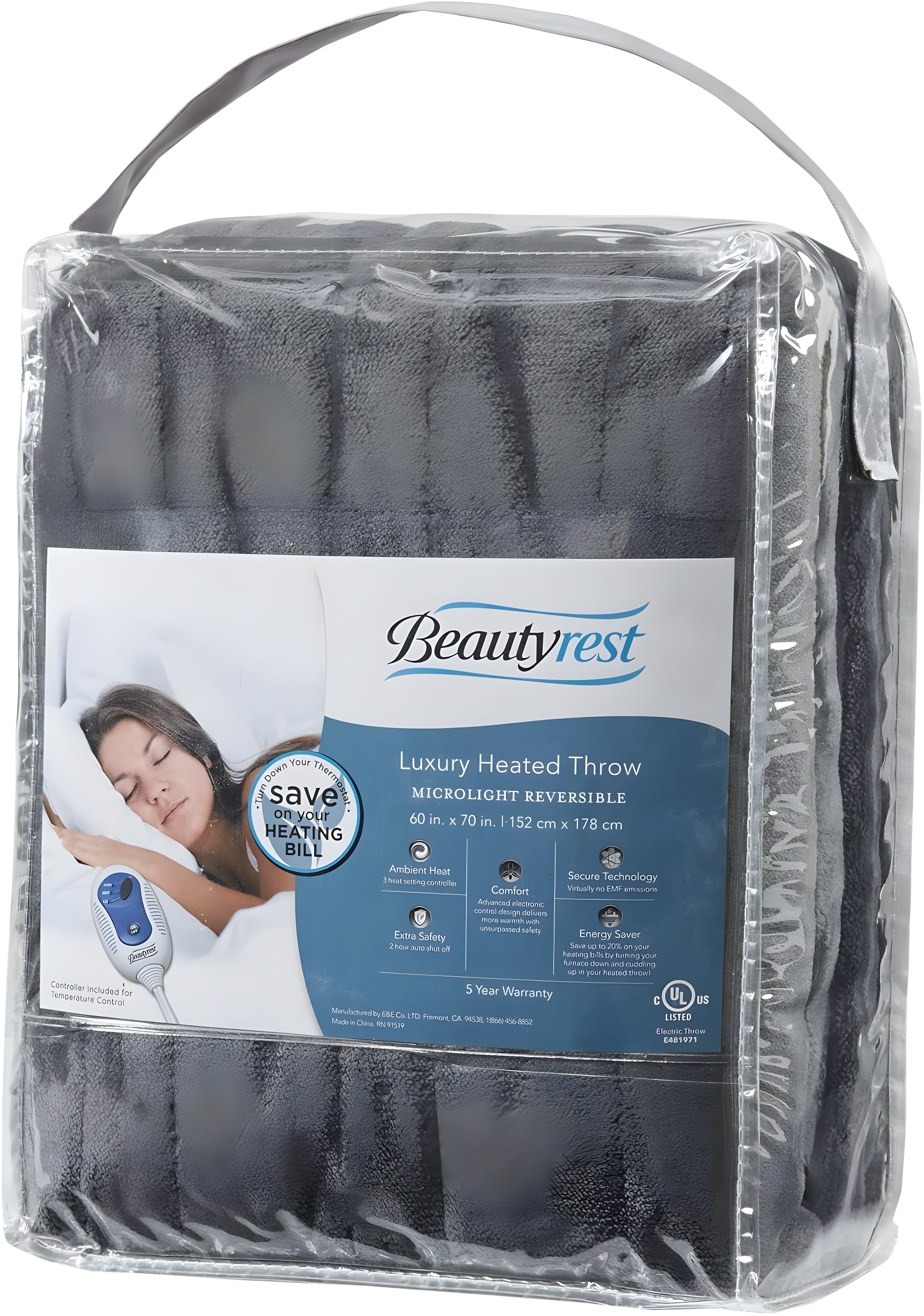Beautyrest Heated Plush Oversized Throw