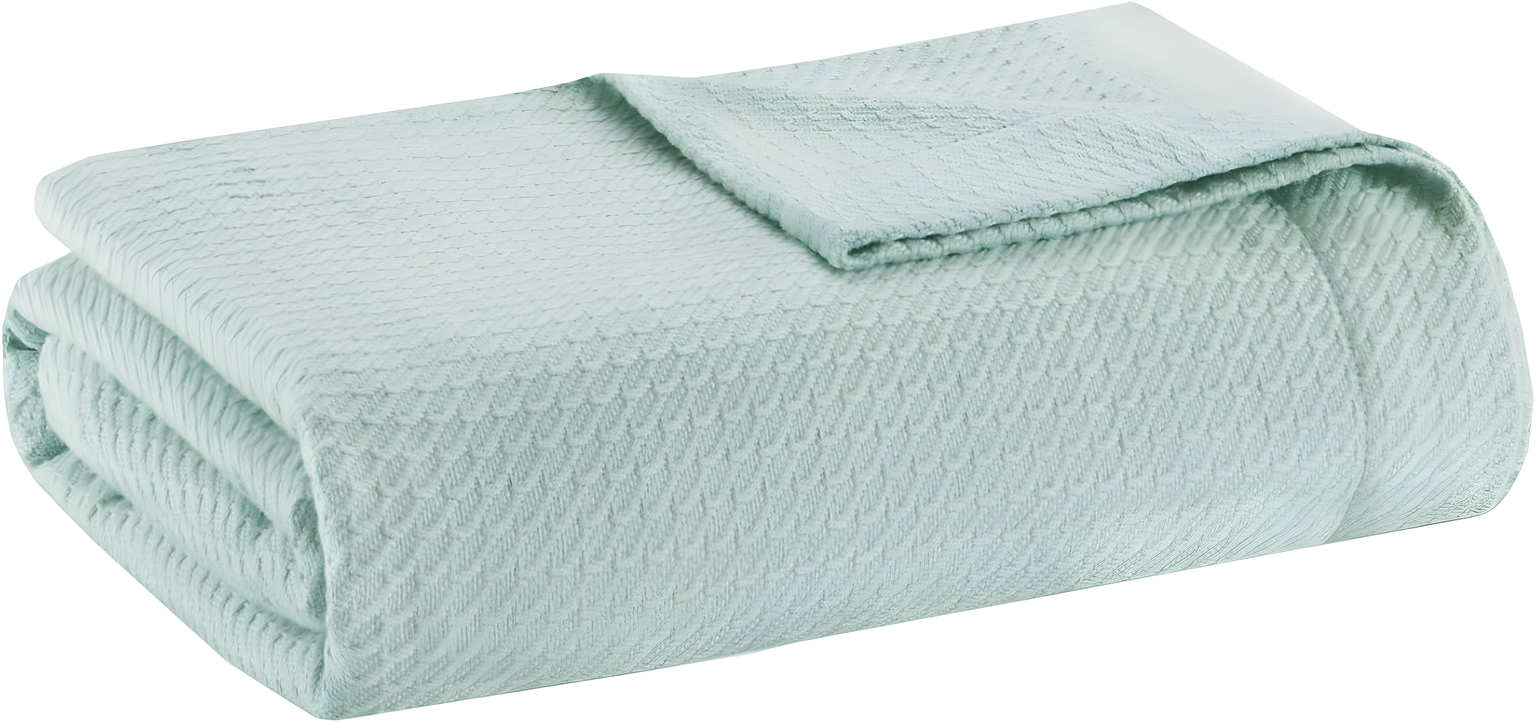 Madison Park King Textured Cotton Blanket Seafoam: Waffle Weave, Machine Washable, No Fill