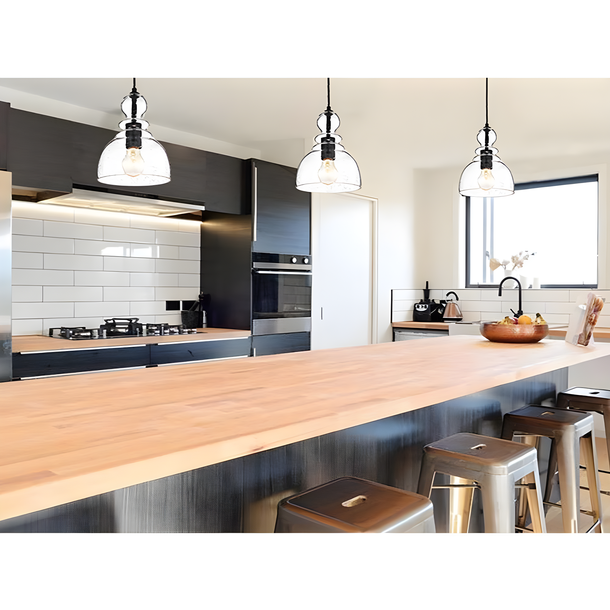 Nefelt Matte Black 1-Light Decanter Seeded Glass Pendant