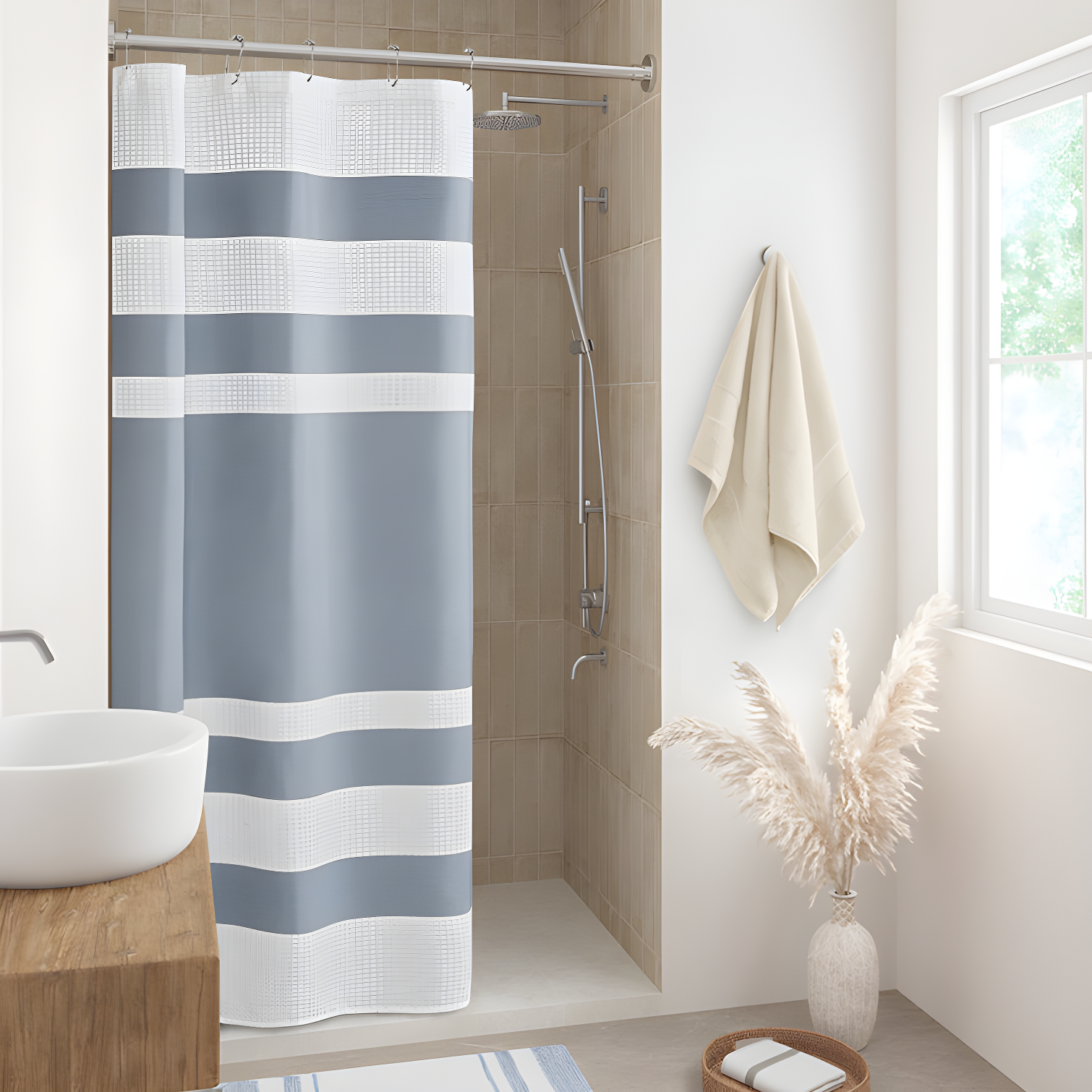 Striped Single Shower Curtain