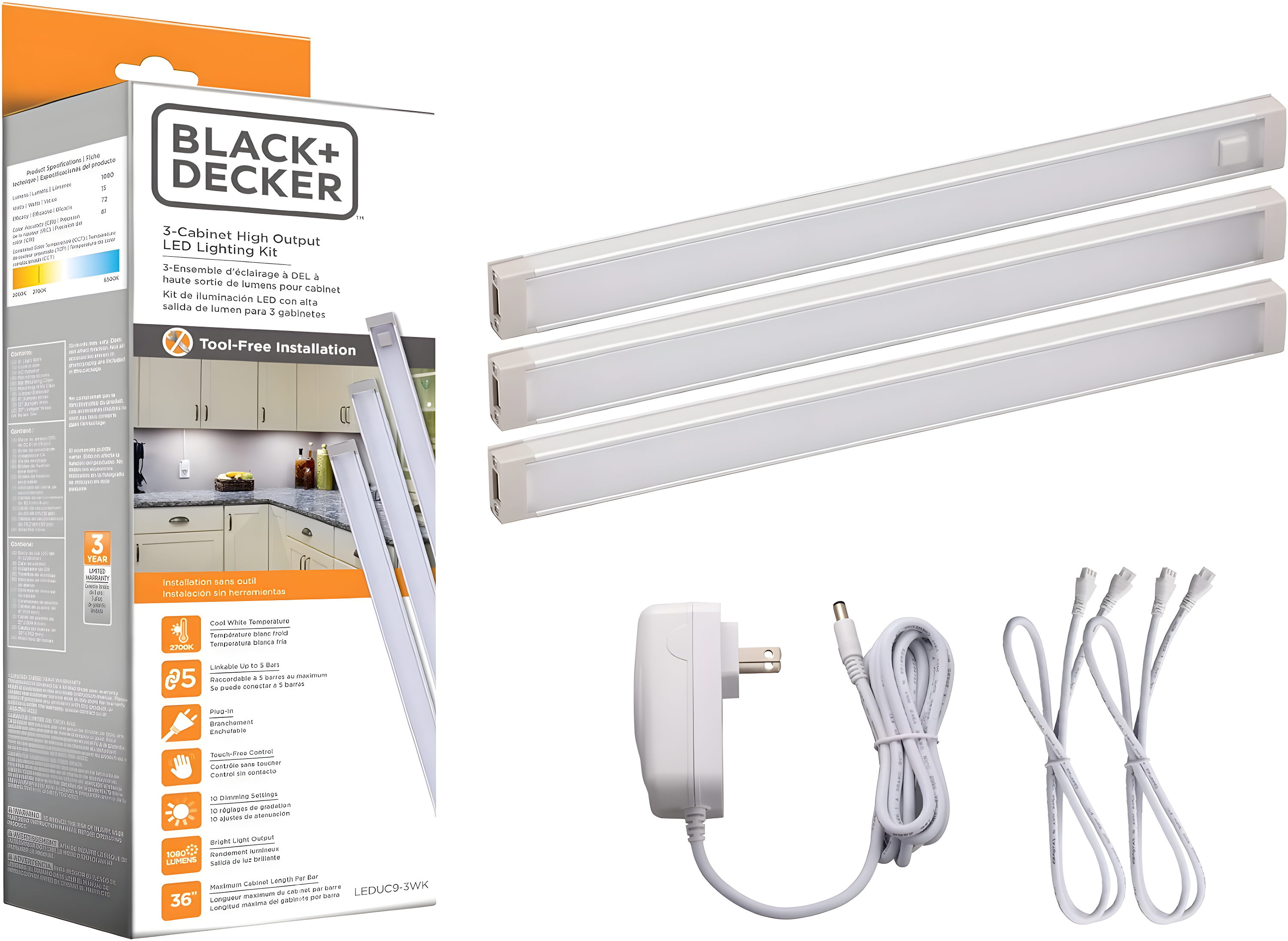 PureOptics™ LED by BLACK+DECKER® LEDUC9-3WK LED 9'' Under Cabinet Linkable Light Bar