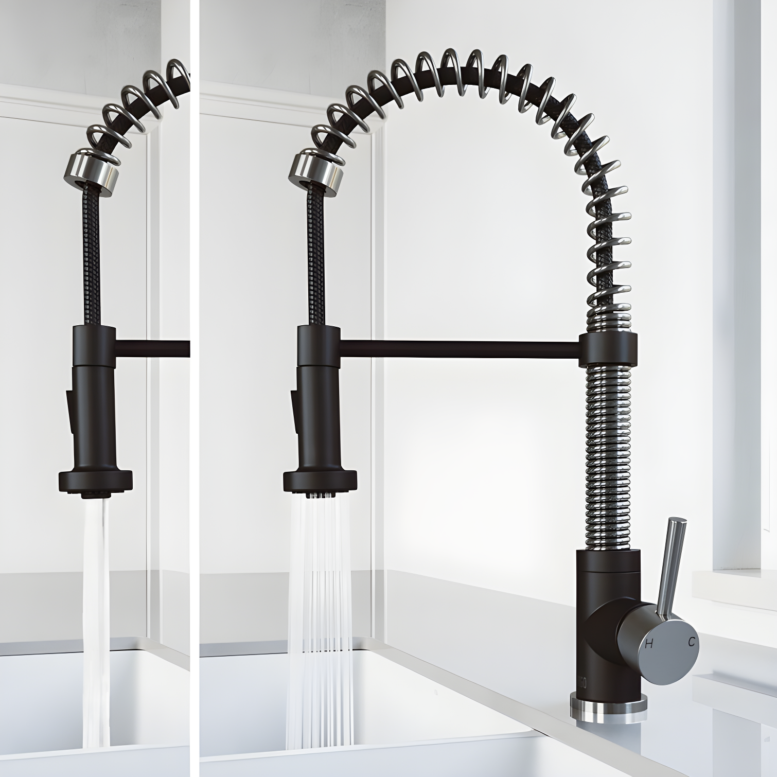 Edison 19" H 1-handle Pull-Down 2-Function Sprayer Kitchen Faucet