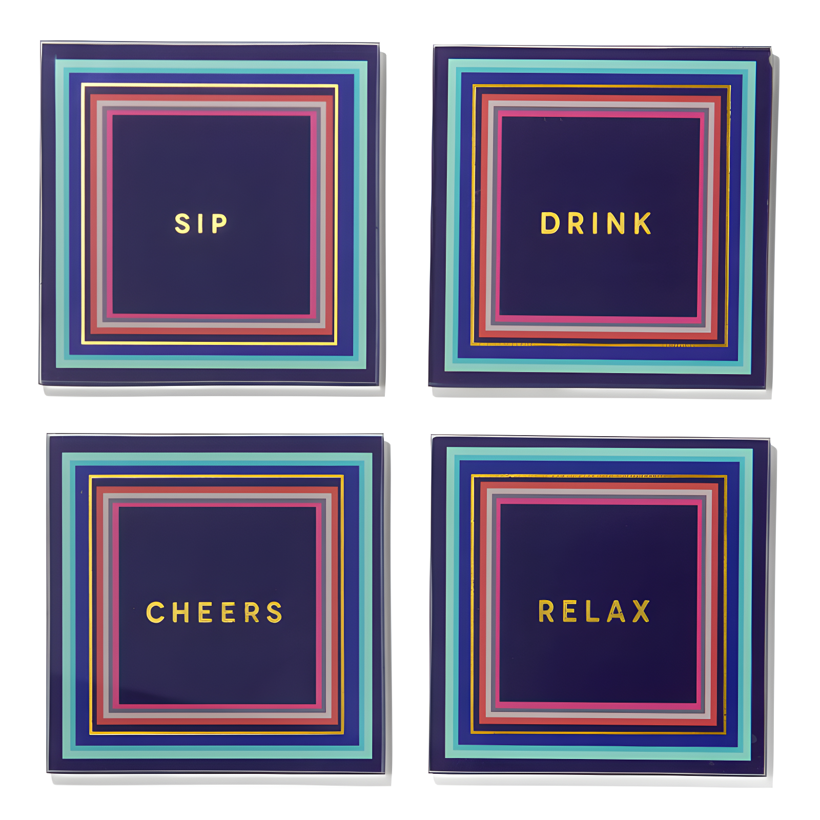 Glass Square 4 Piece Coaster Set
