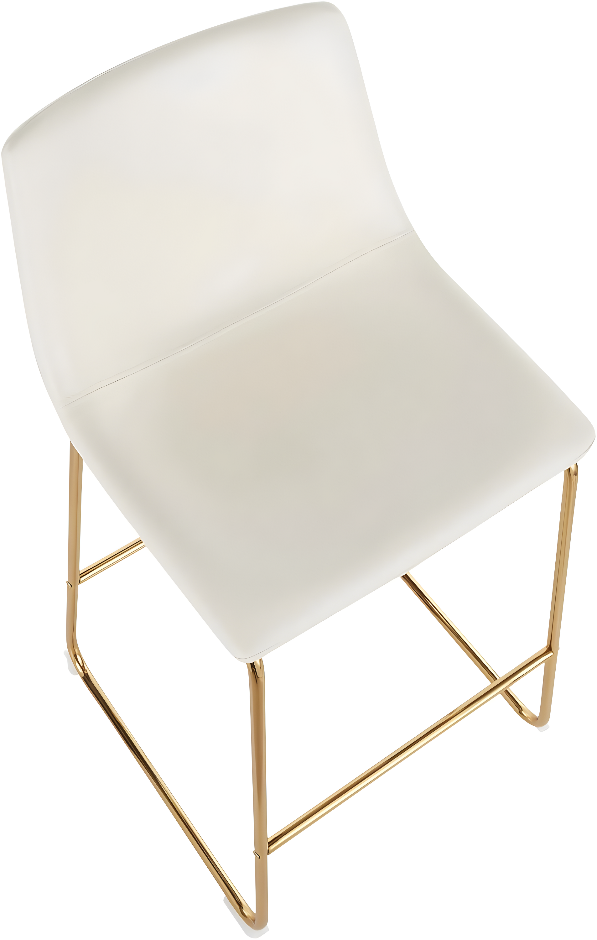 LumiSource Gold Metal, White PU Duke Counter Stool - Set of 2