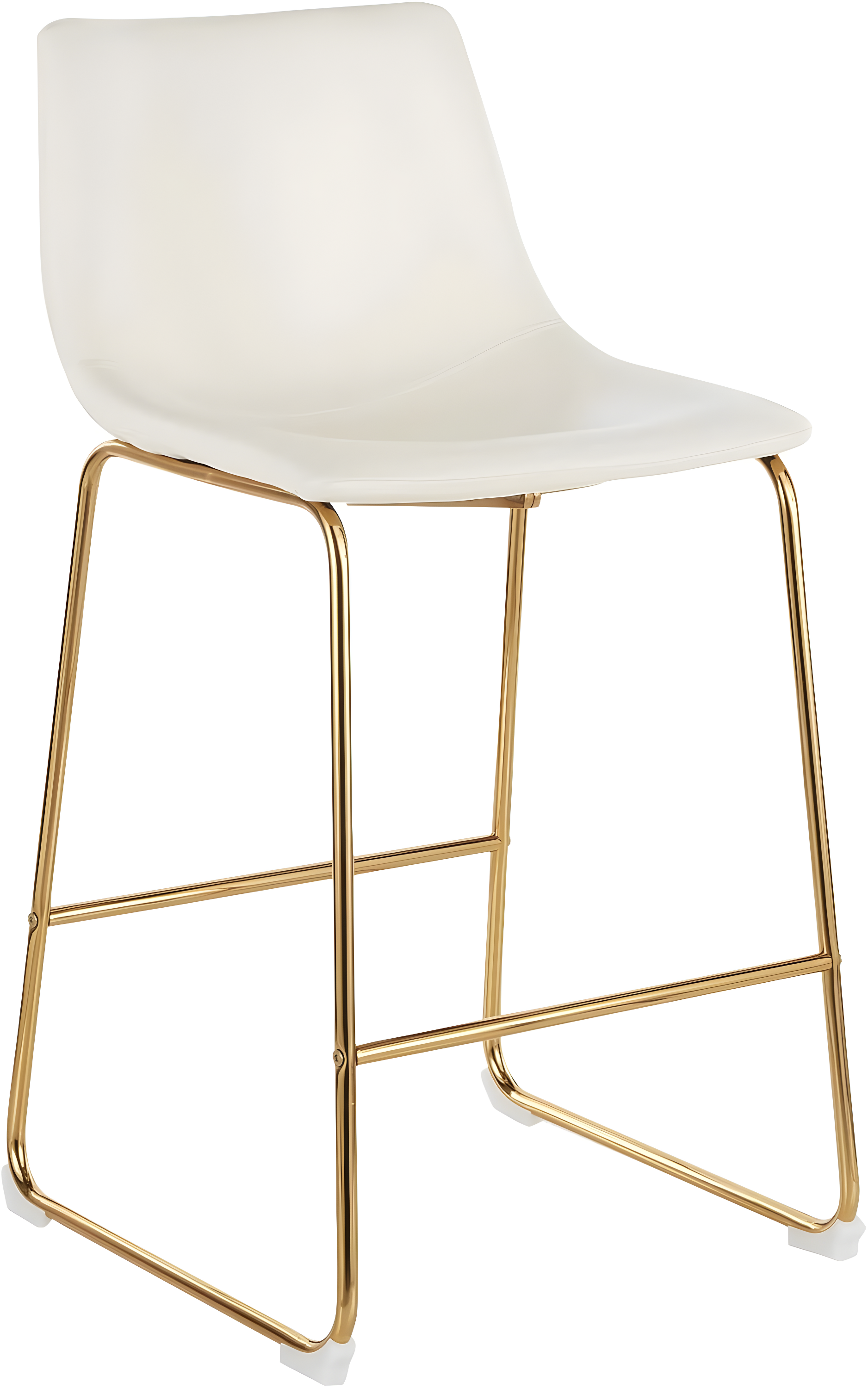 LumiSource Gold Metal, White PU Duke Counter Stool - Set of 2