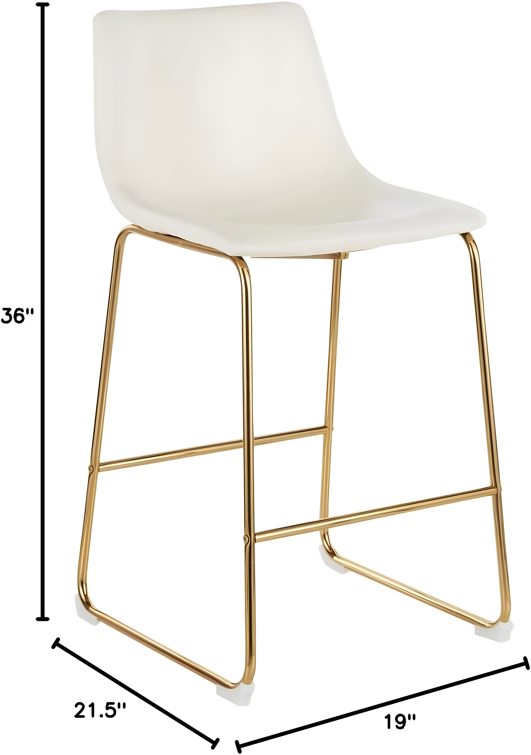 LumiSource Gold Metal, White PU Duke Counter Stool - Set of 2