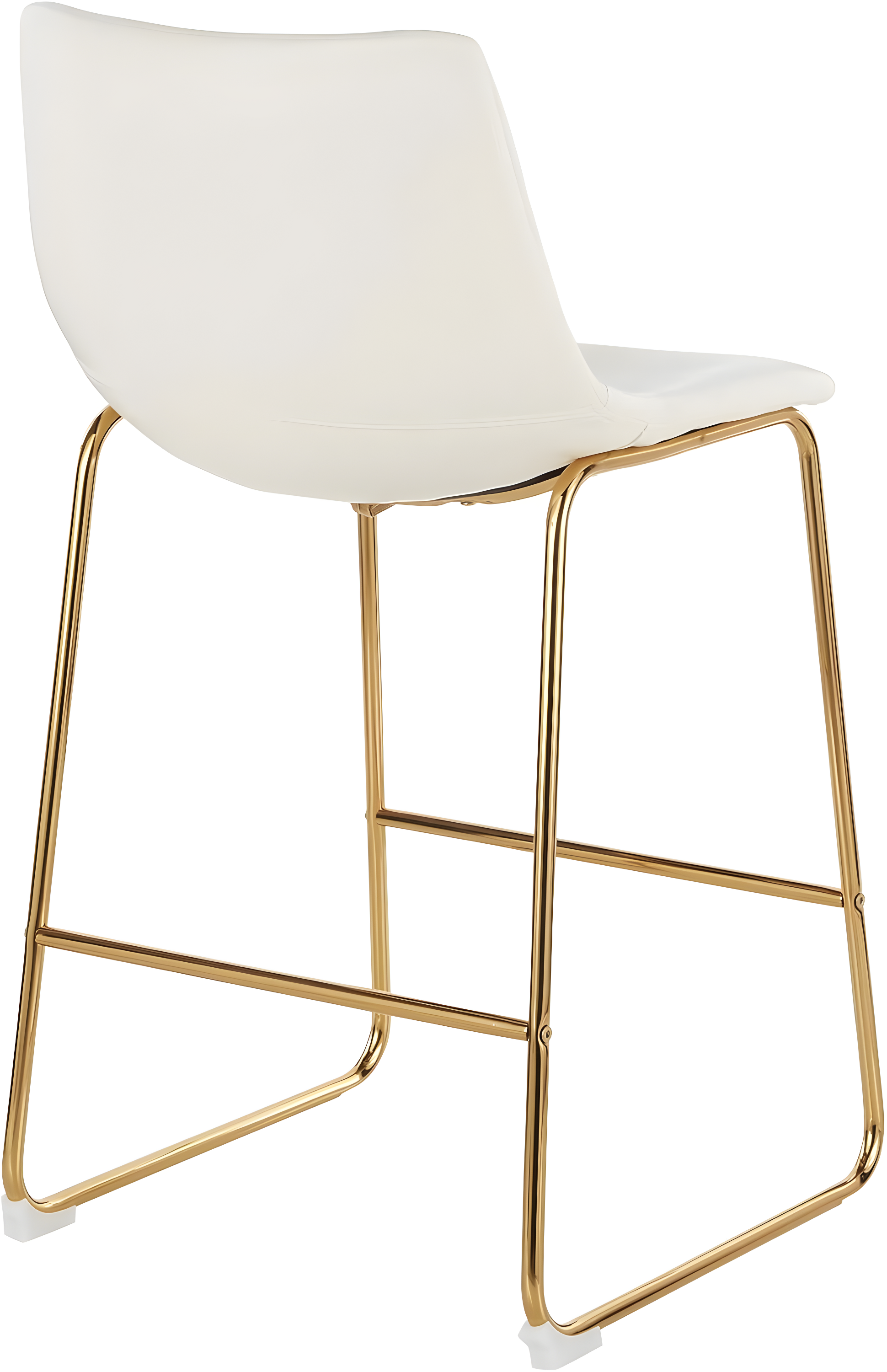 LumiSource Gold Metal, White PU Duke Counter Stool - Set of 2