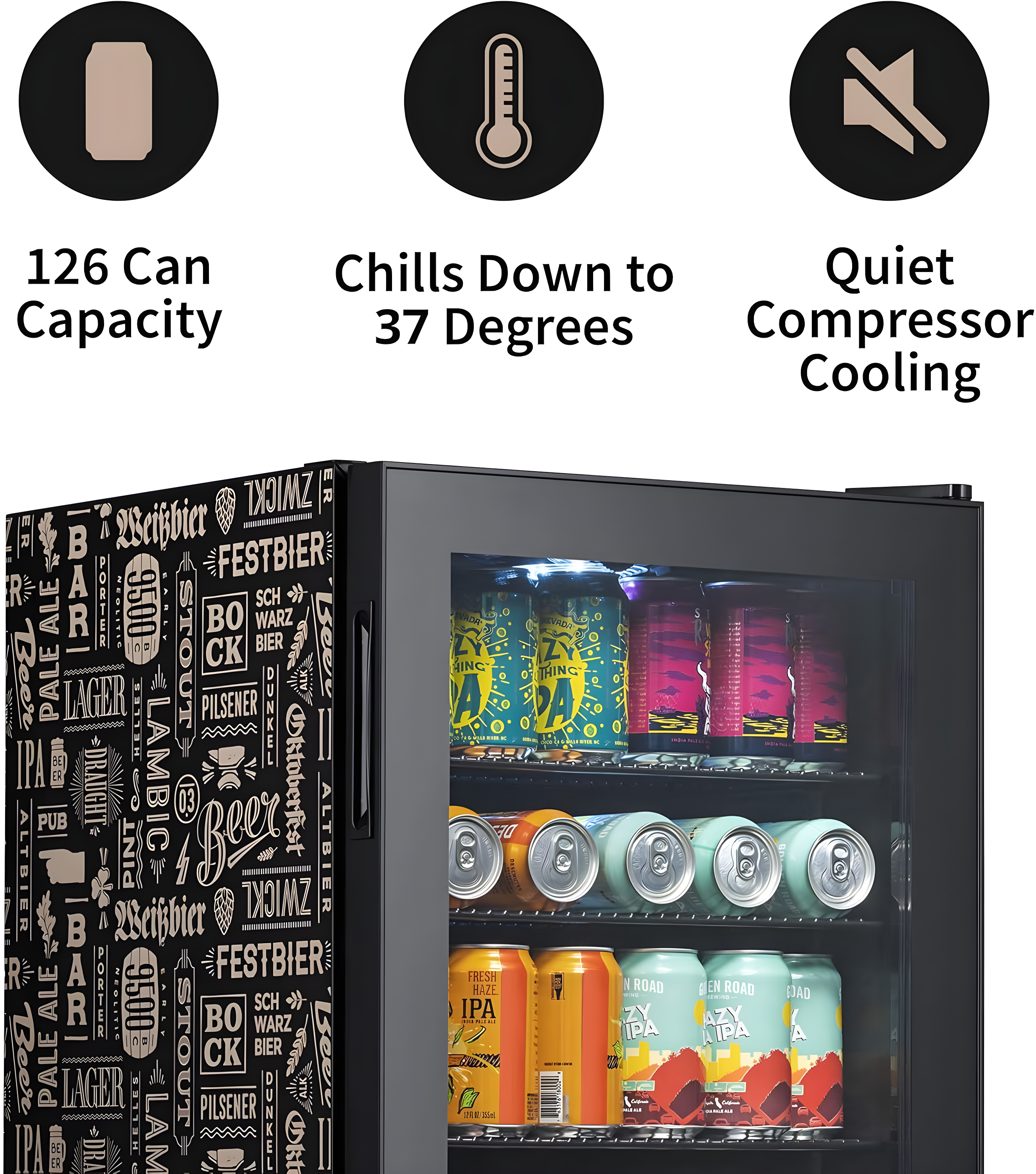 Newair Newair Custom Designed Freestanding 126 Can Beer Fridge with SplitShelf