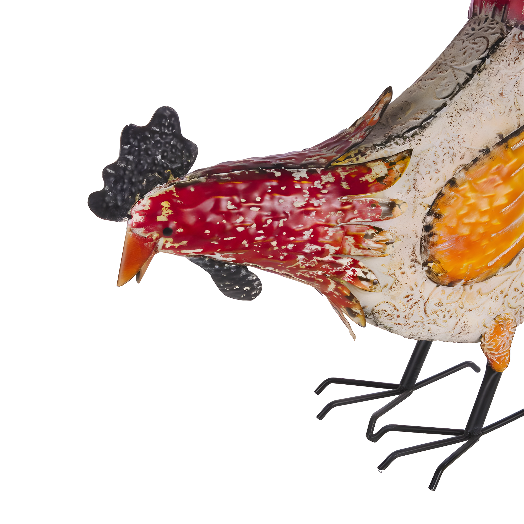 21" Multicolor Metal Pecking Hen Lawn Decoration