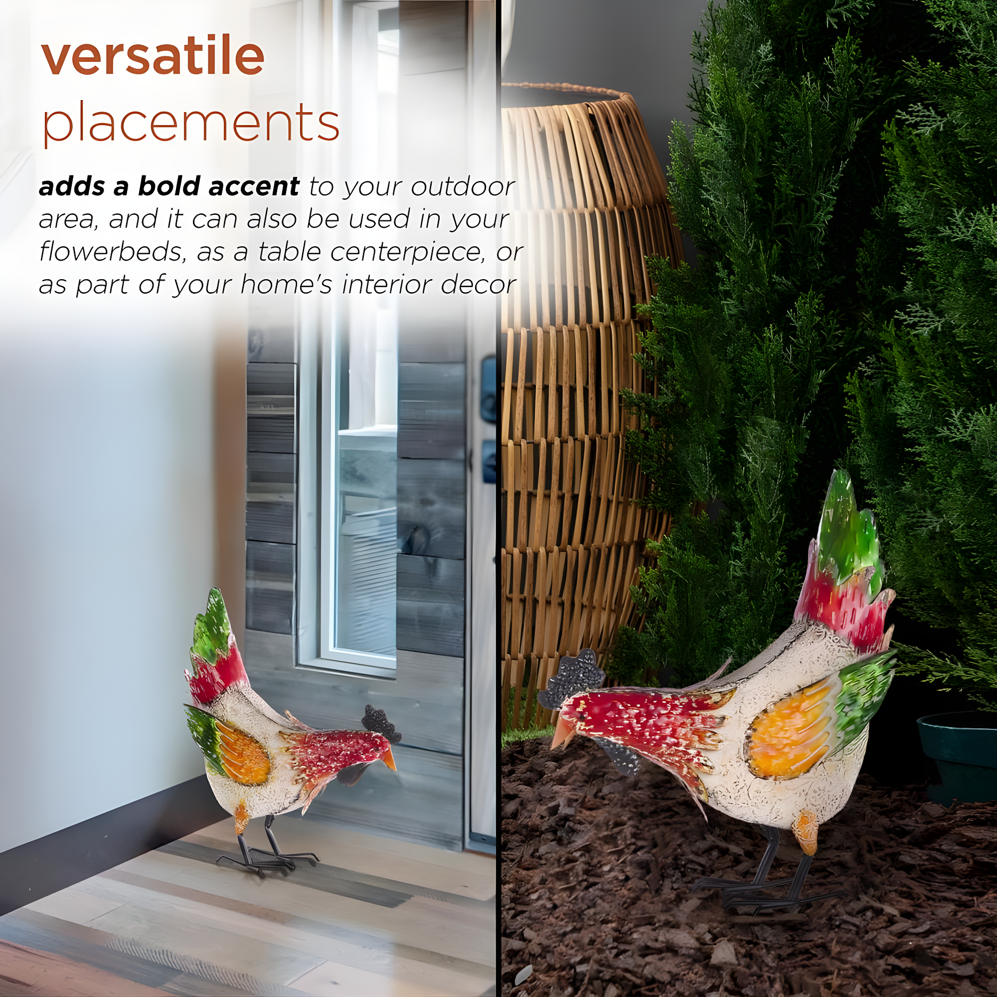 21" Multicolor Metal Pecking Hen Lawn Decoration