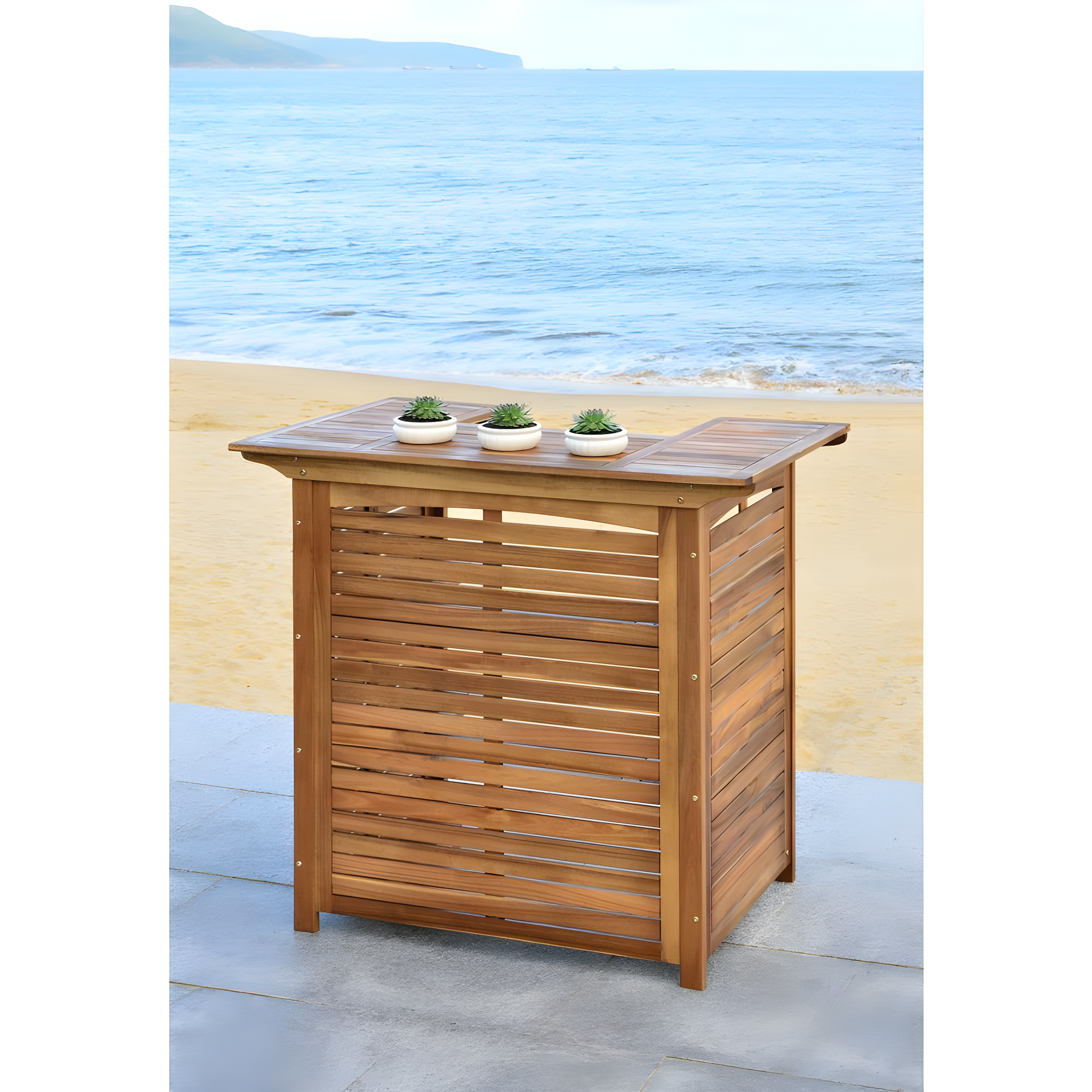 Monterey Patio Outdoor Bar Table - Natural - Safavieh