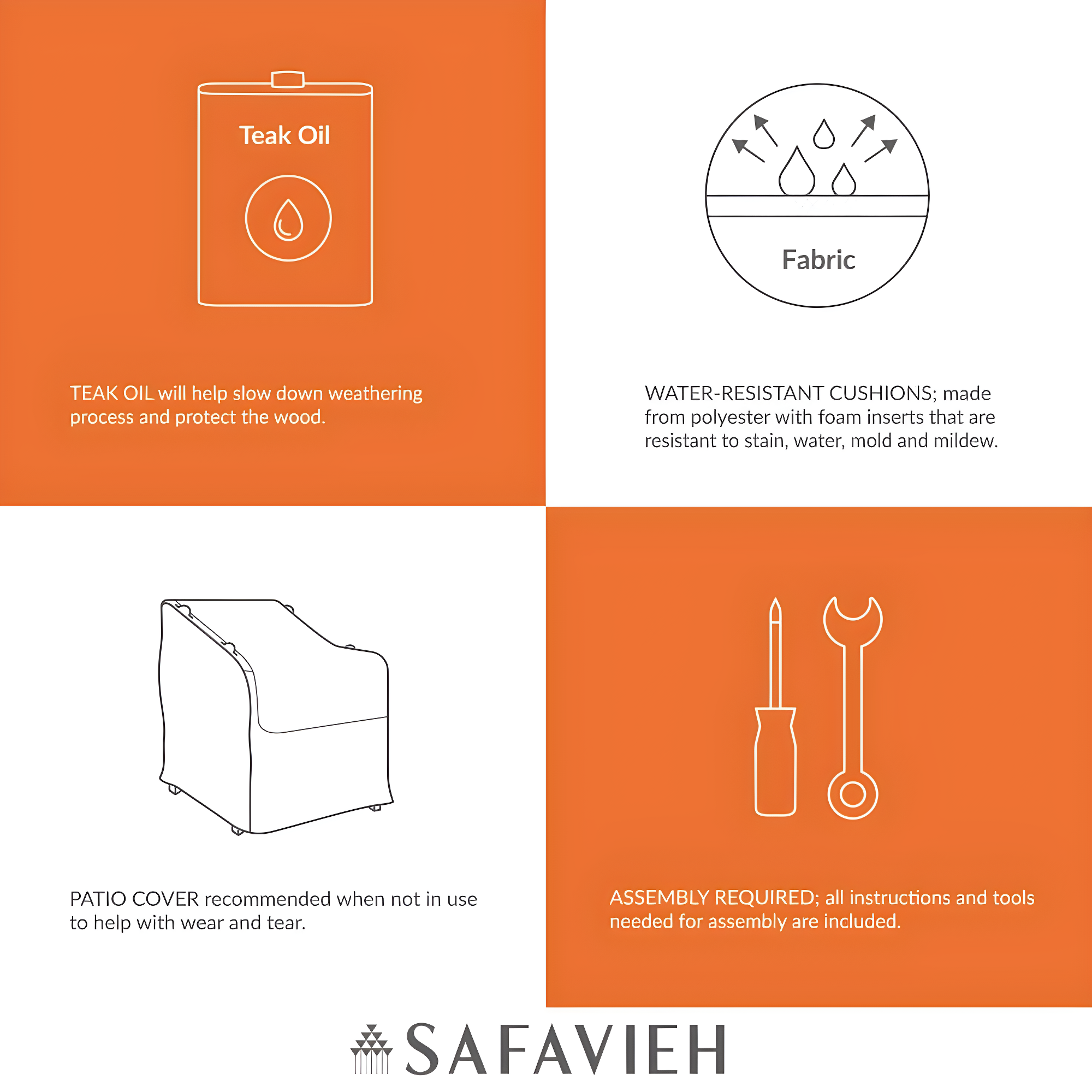 Monterey Patio Outdoor Bar Table - Natural - Safavieh