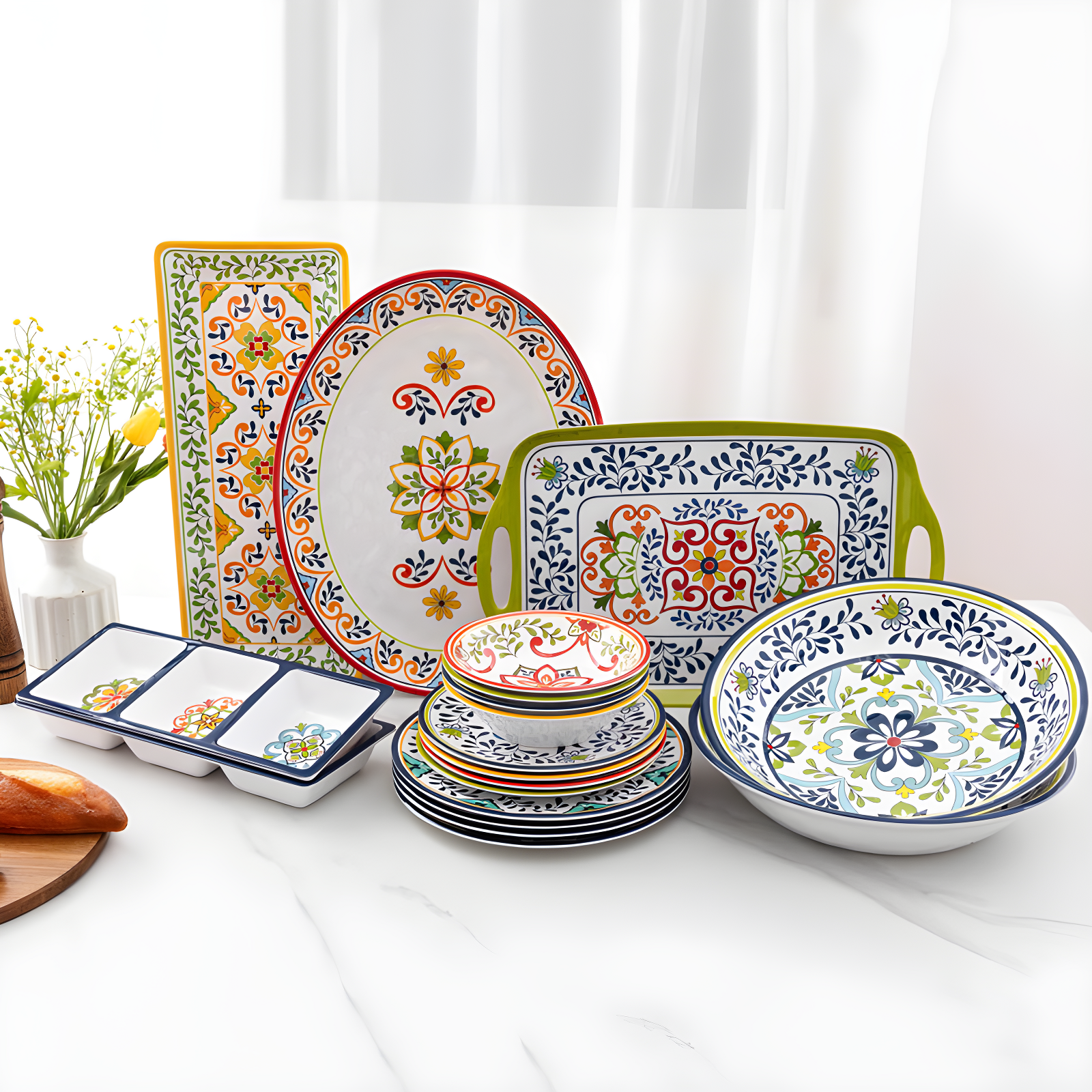 Melamine Large Serving Bowl, Melamine Mixing, Pasta Serving Bowls Set Of 2,100% Melamine Soup Bowl Salad Bowl Fruit Bowls,Lightweight And Unbreakab