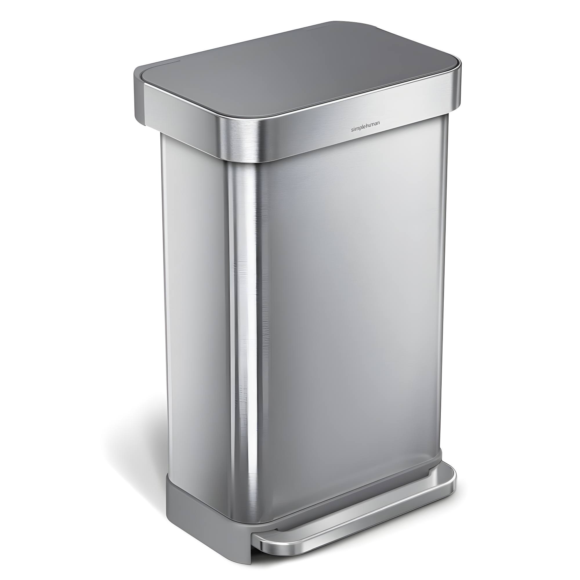 Simplehuman 45 Liter/ 12 Gallon Liter Kitchen Step Trash Can, Brushed Stainless Steel & Plastic Lid