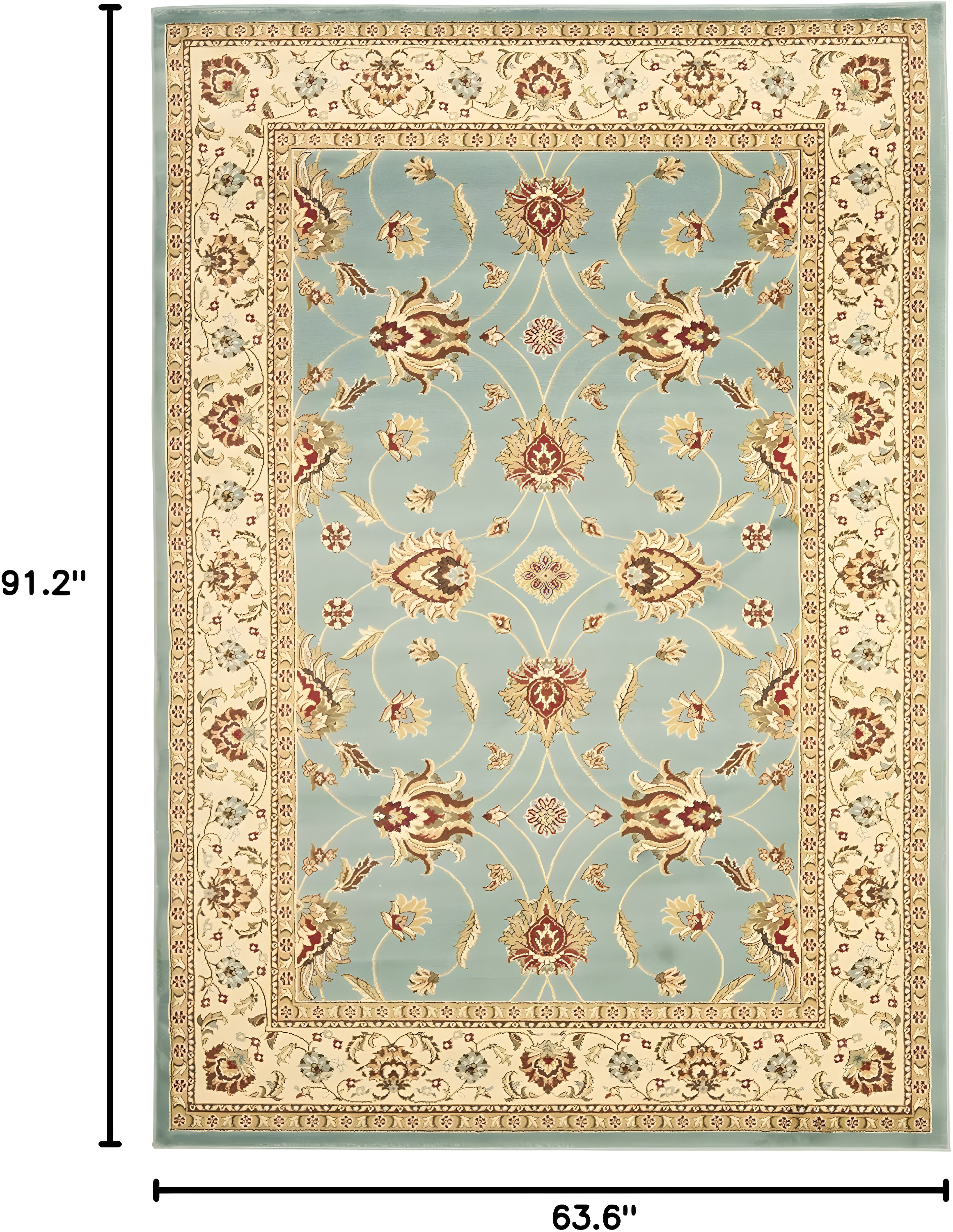 Lyndhurst LNH553 Power Loomed Area Rug - Blue/Ivory - 5'3"x7'6" - Safavieh.