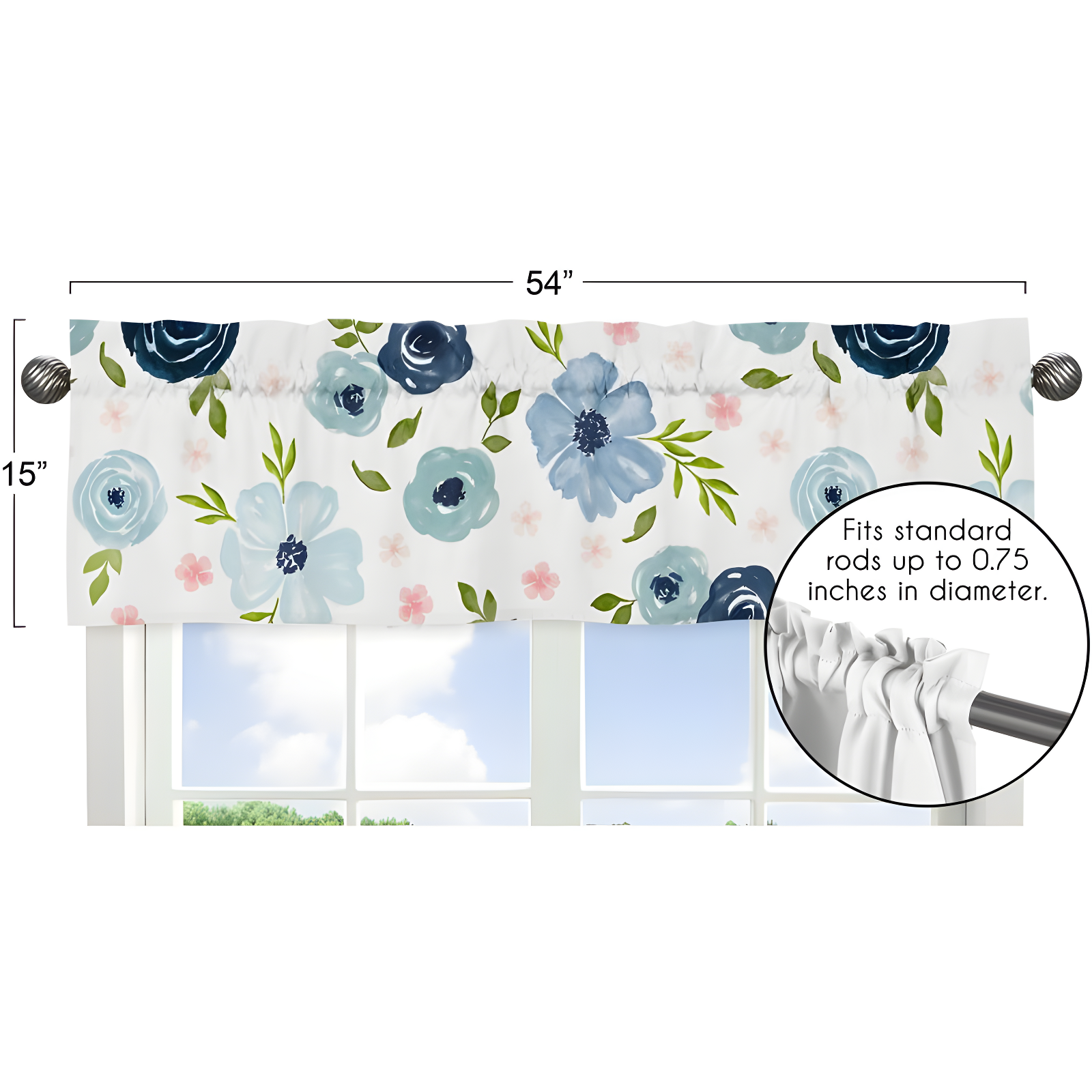Sweet Jojo Designs Floral Tailored 54'' Window Valance
