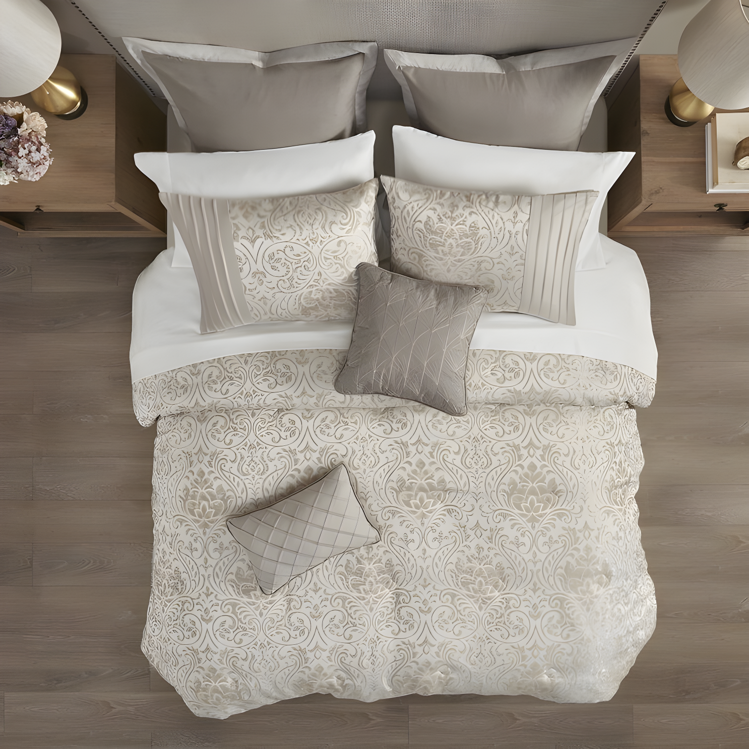 Madison Park Emilia 12 Piece Jacquard Comforter Set with Bed Sheets