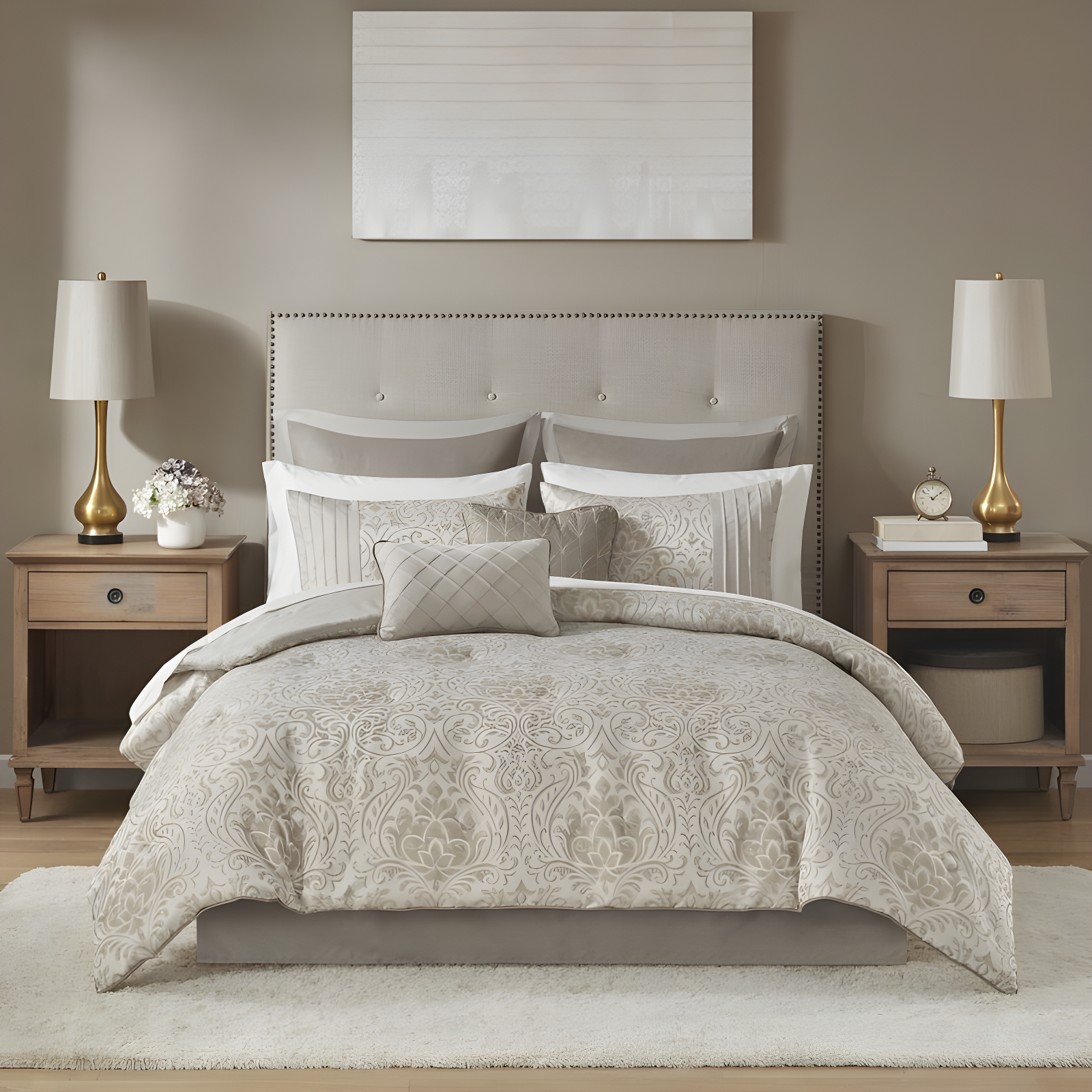 Madison Park Emilia 12 Piece Jacquard Comforter Set with Bed Sheets