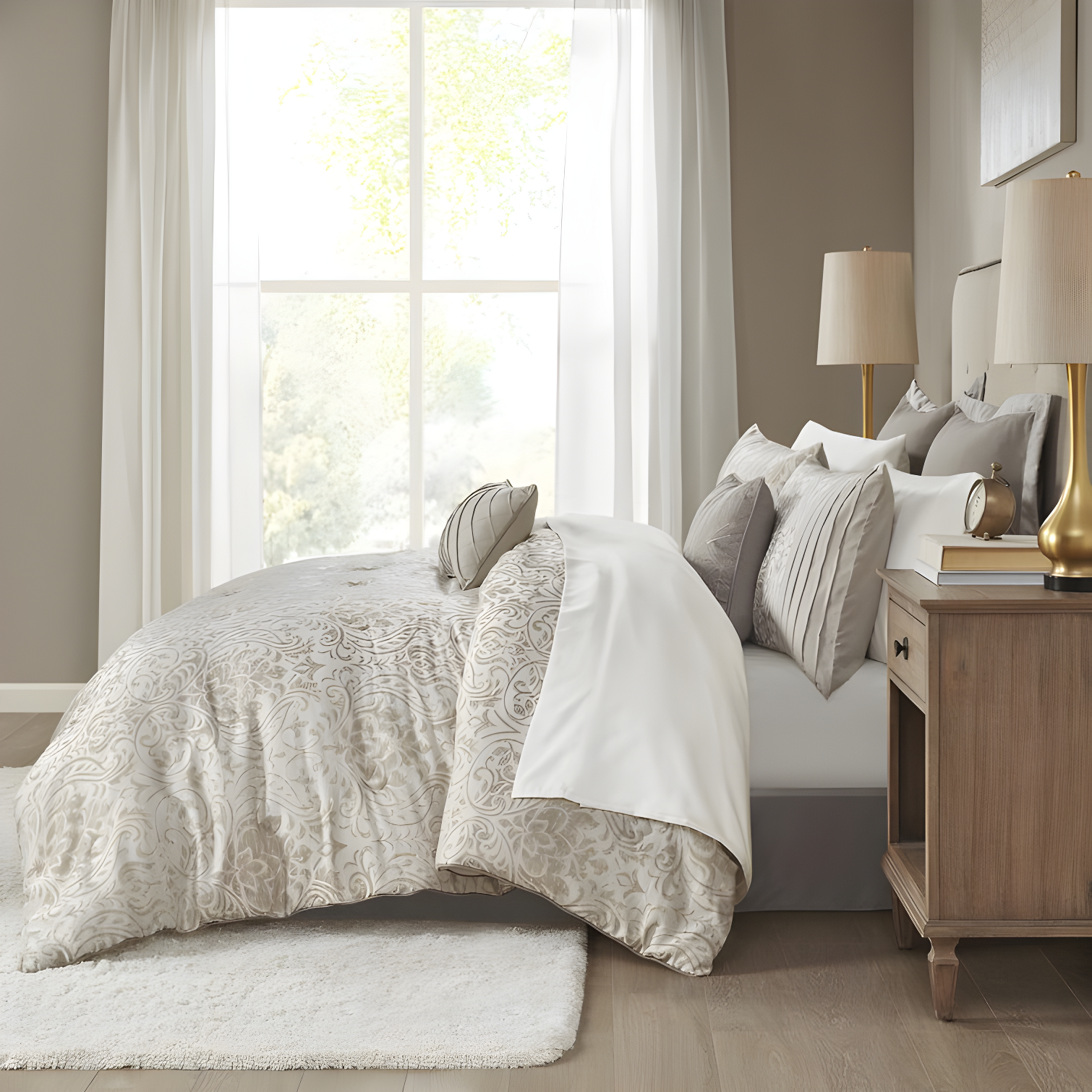 Madison Park Emilia 12 Piece Jacquard Comforter Set with Bed Sheets