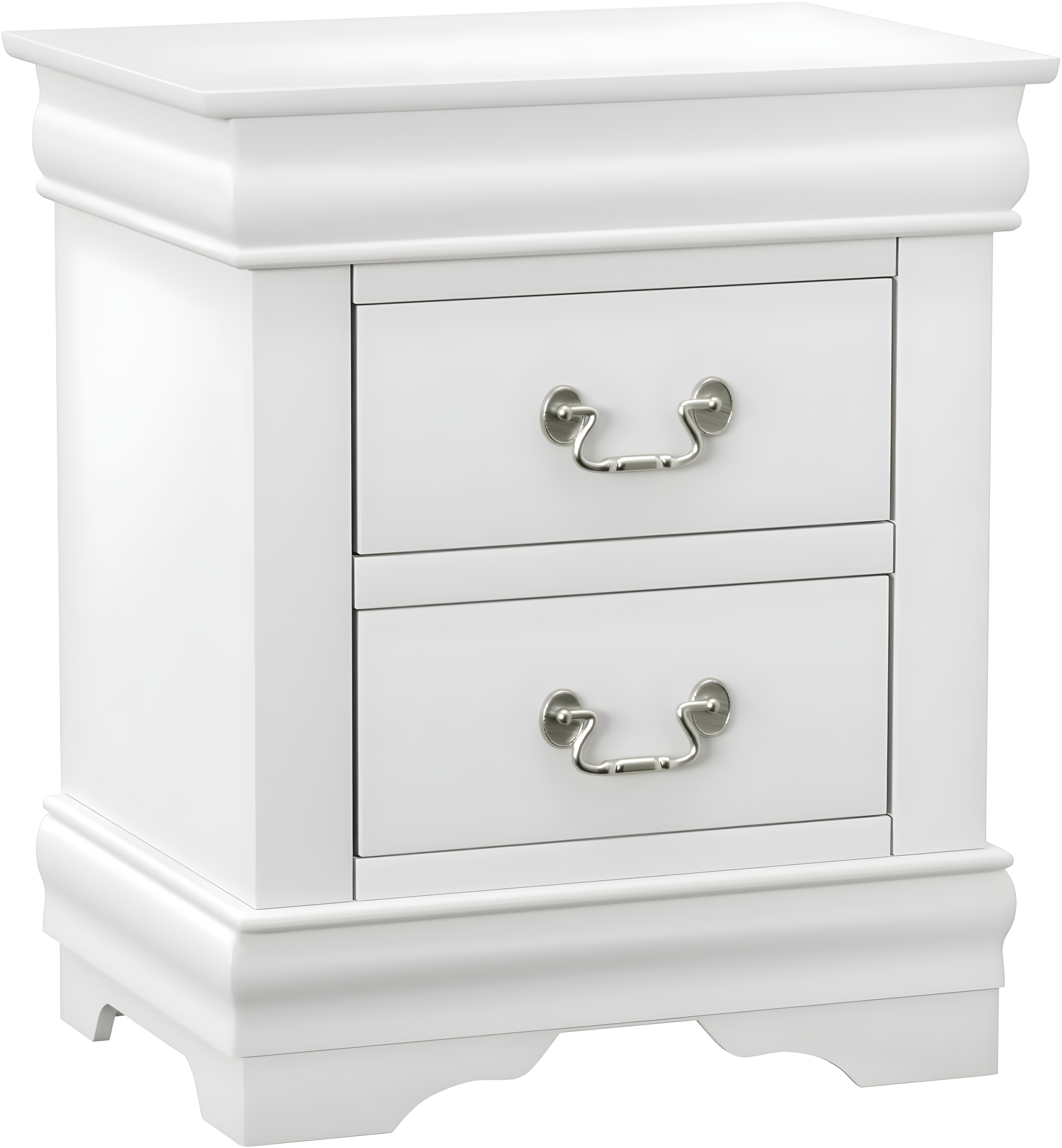 Canora Grey Esa Nightstand In Traditional Design With Two Drawers And Brushed Nickel Metal Handle | Wayfair
