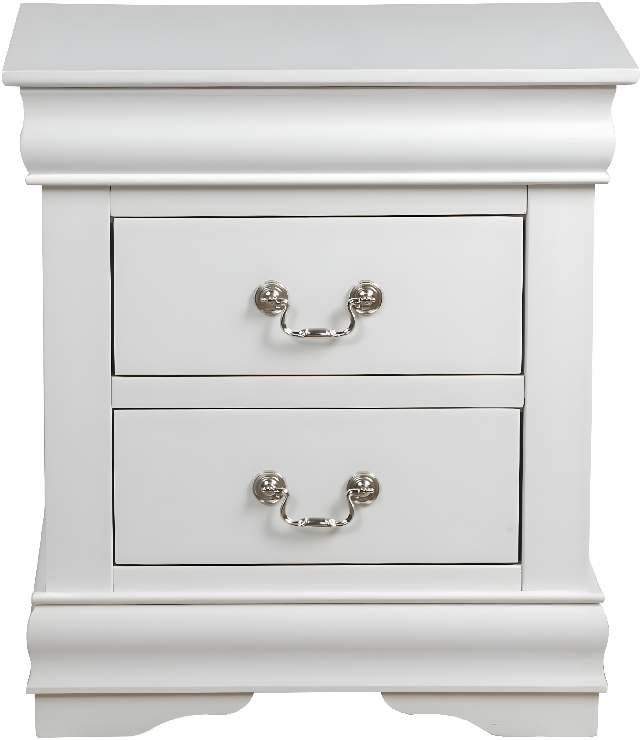 Canora Grey Esa Nightstand In Traditional Design With Two Drawers And Brushed Nickel Metal Handle | Wayfair