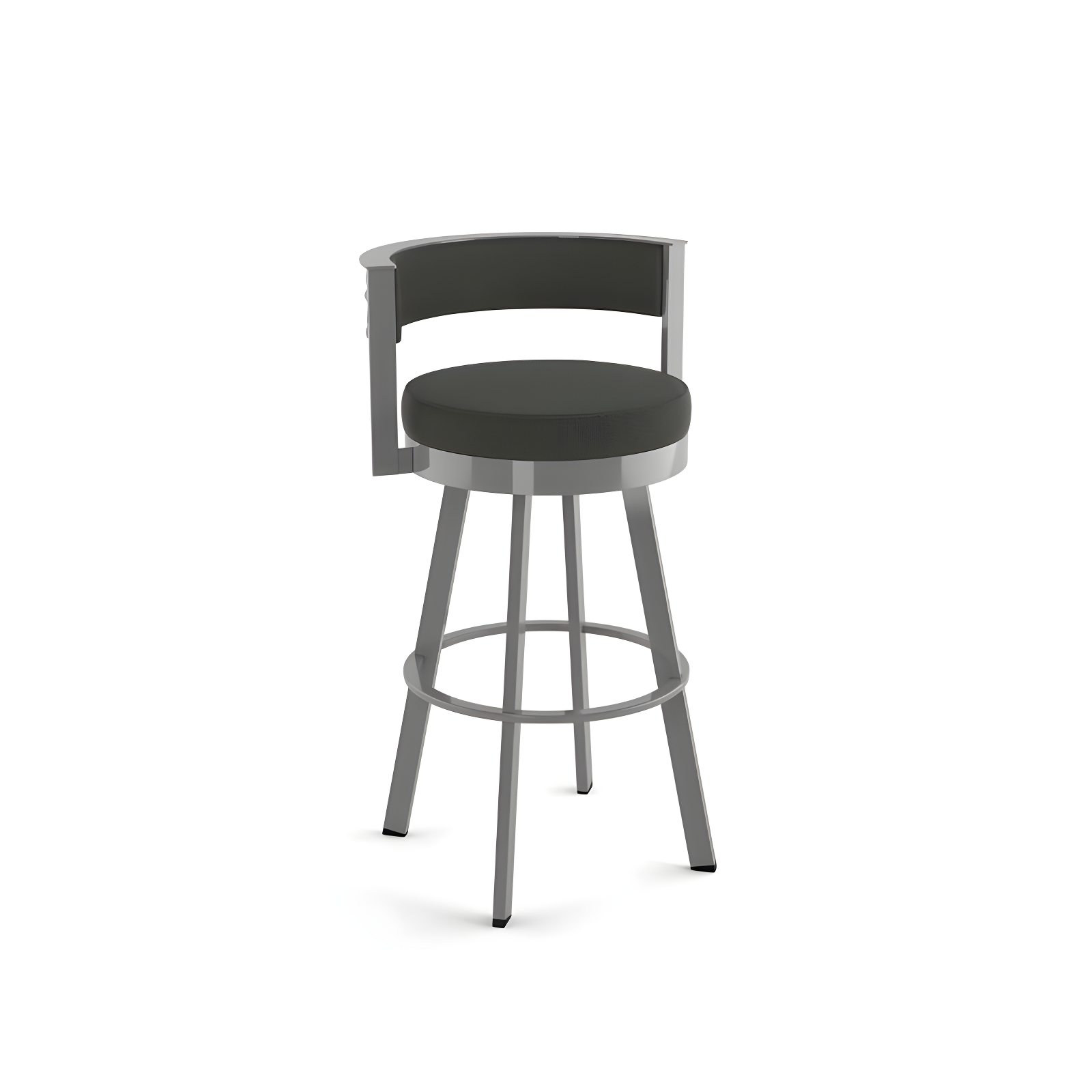 26.13" Browser Swivel Counter Height Barstool with Upholstered Seat - Amisco: Metal Frame & Footrest