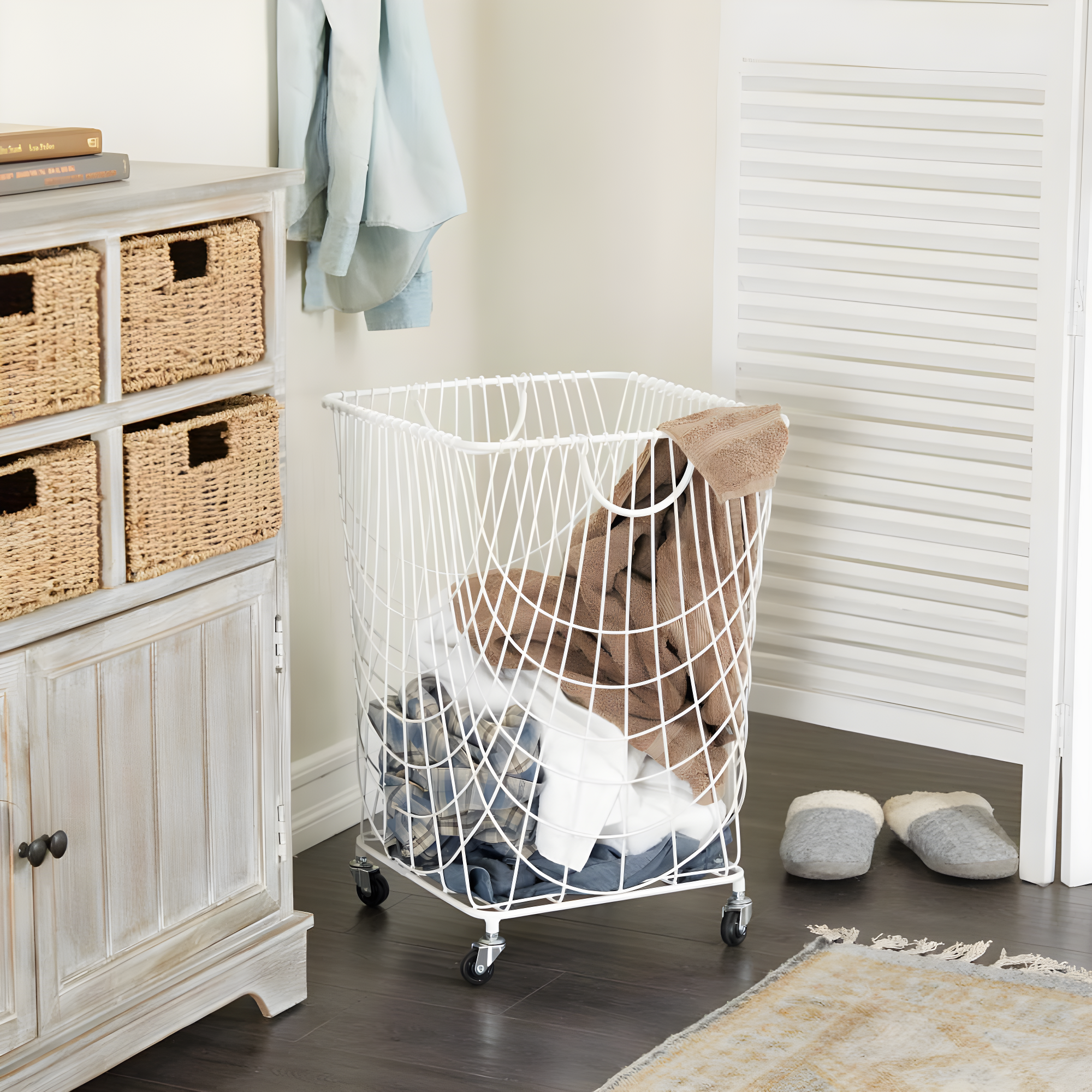 CosmoLiving by Cosmopolitan Metal Deep Set Metal Mesh Laundry Basket Storage Cart with Wheels and Handles & Reviews | Joss & Main