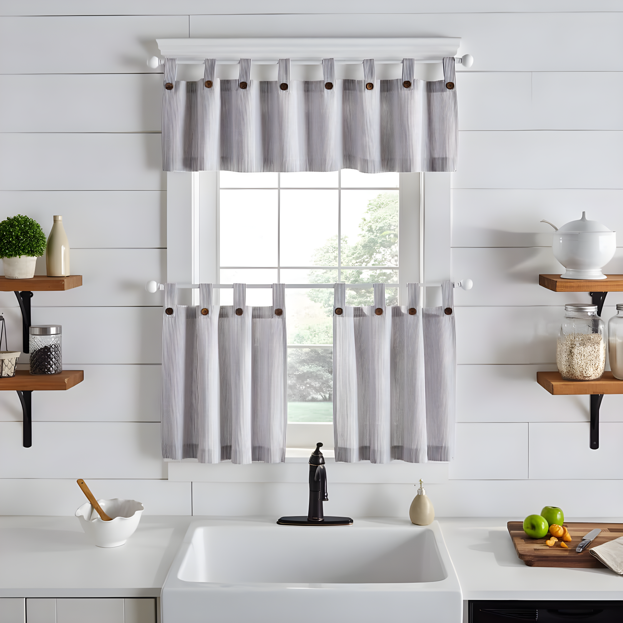 Gracie Oaks Liviana Striped Cotton Tailored 60'' W Window Valance