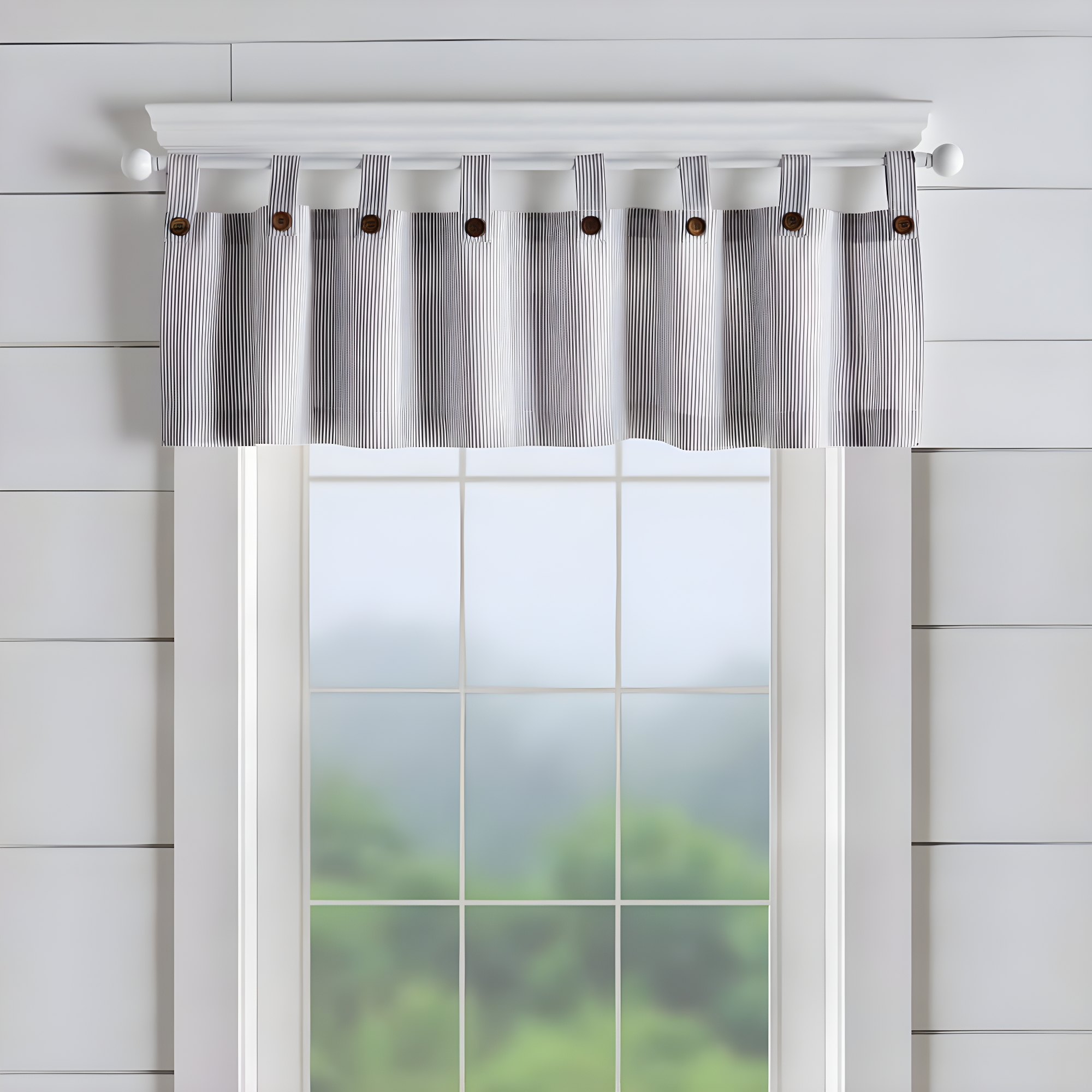 Gracie Oaks Liviana Striped Cotton Tailored 60'' W Window Valance