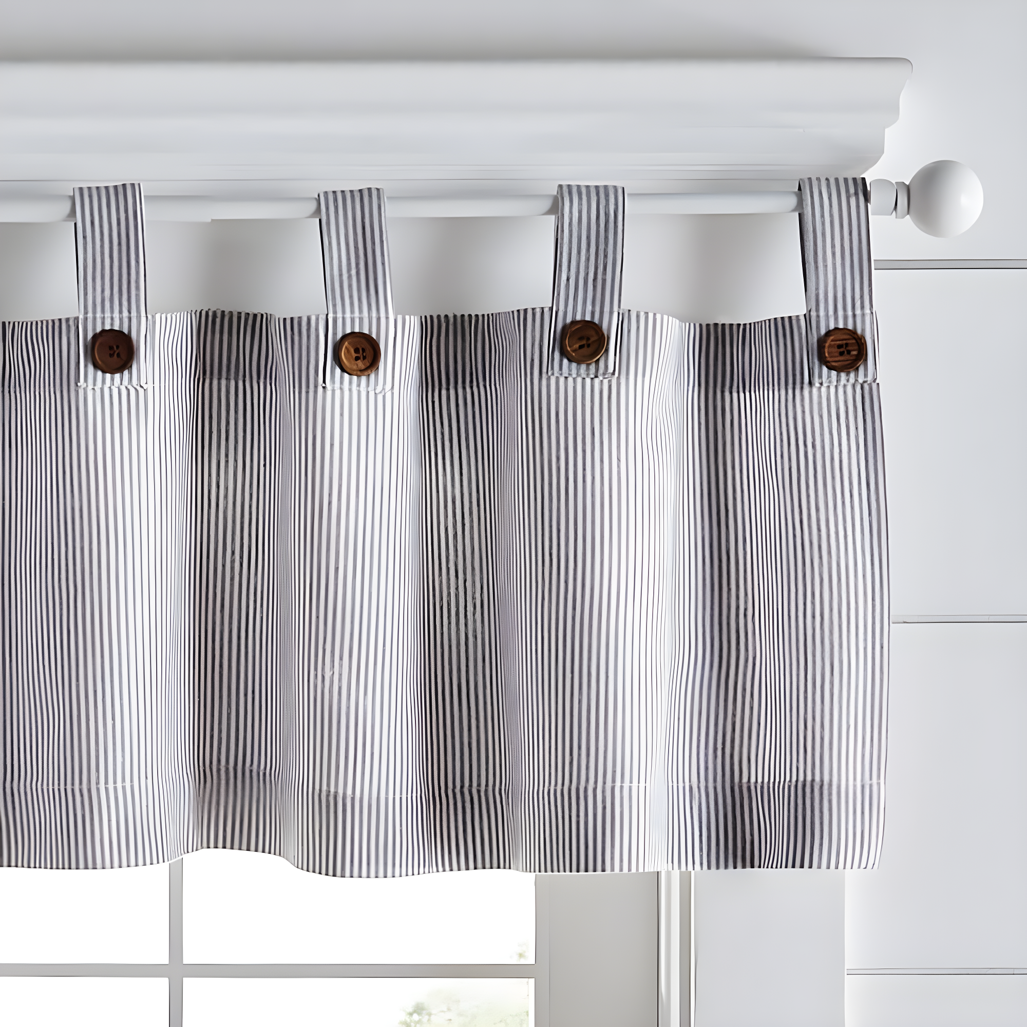 Gracie Oaks Liviana Striped Cotton Tailored 60'' W Window Valance