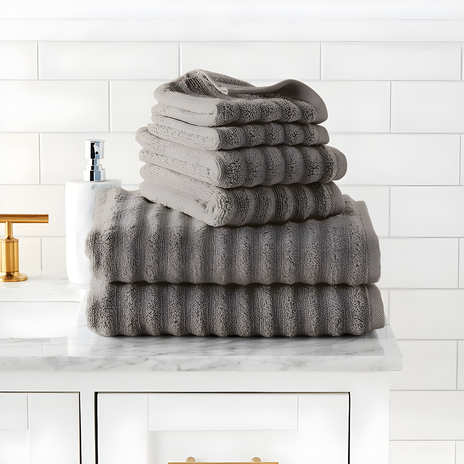 Modern Threads Spa Collection 6-Piece Ultra Soft Quick-Dry 550GSM 100% Combed Cotton Wavy Towel Set
