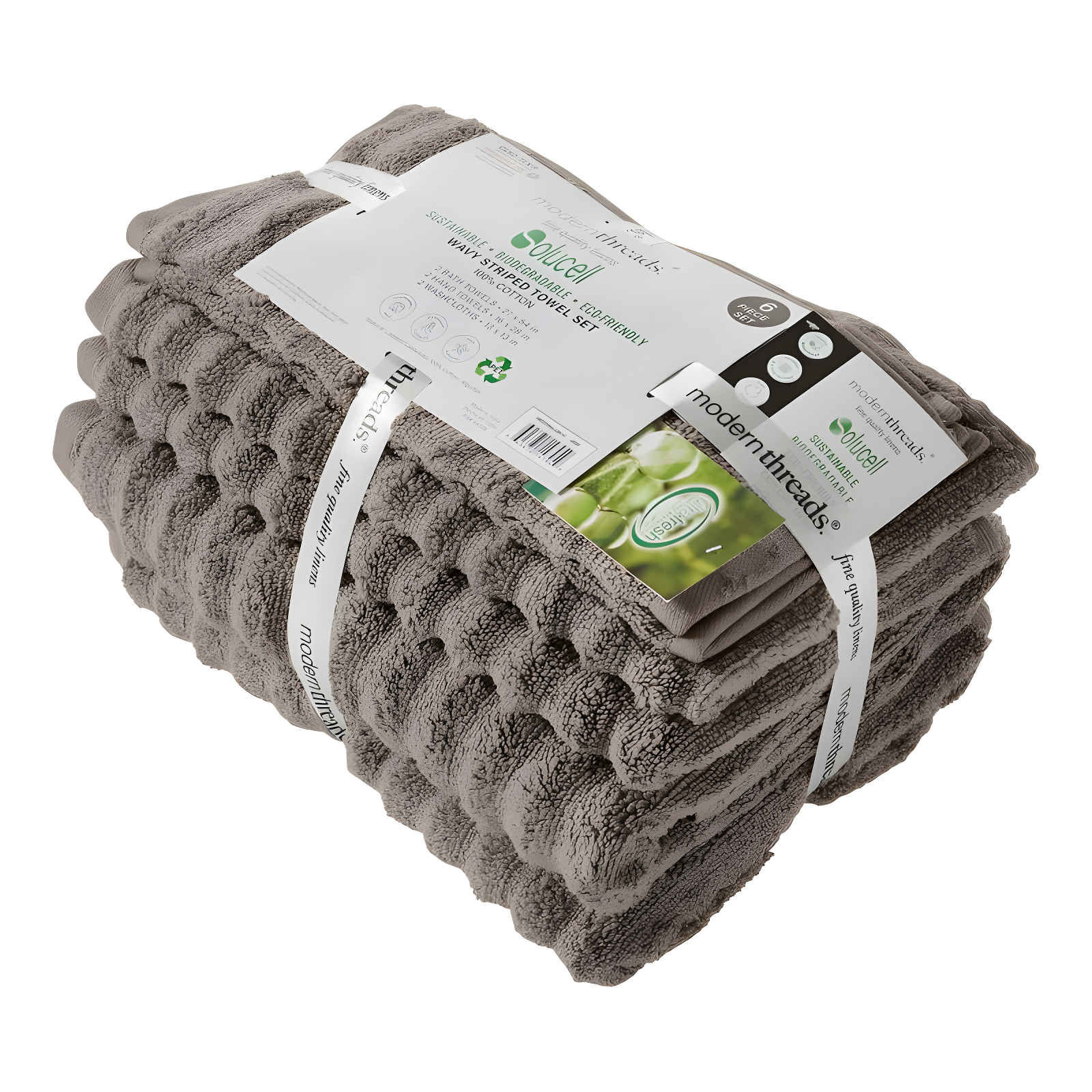 Modern Threads Spa Collection 6-Piece Ultra Soft Quick-Dry 550GSM 100% Combed Cotton Wavy Towel Set