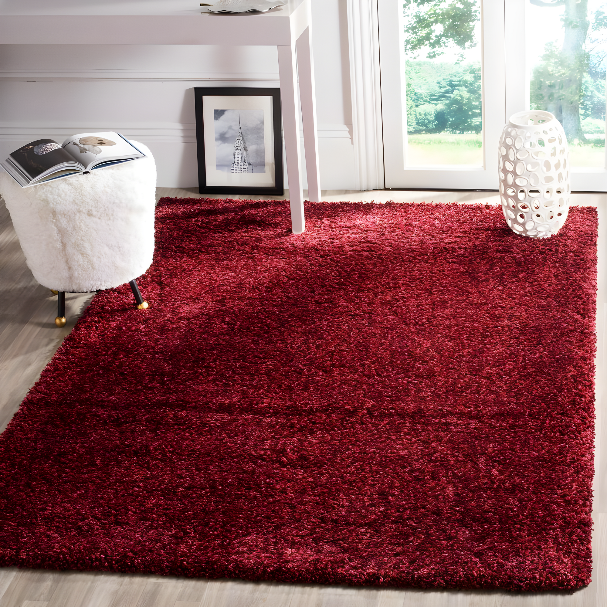 Shag SG151 Power Loomed Indoor Area Rug - Maroon - 4'x6' - Safavieh.