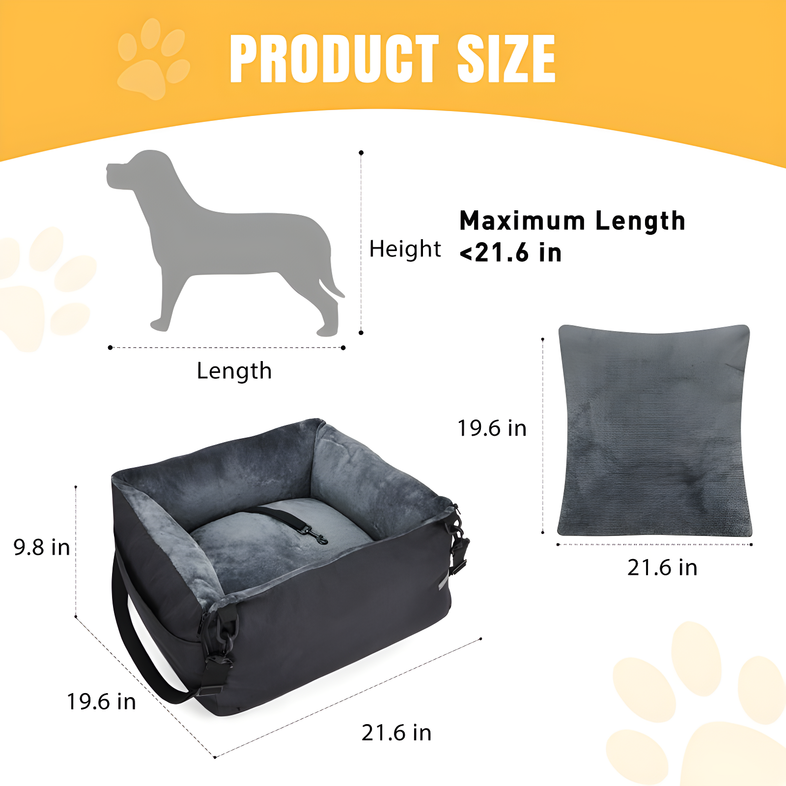 ATCHISON Detachable Washable and Waterproof Puppy Booster Car seat Soft Portable Dog Bed