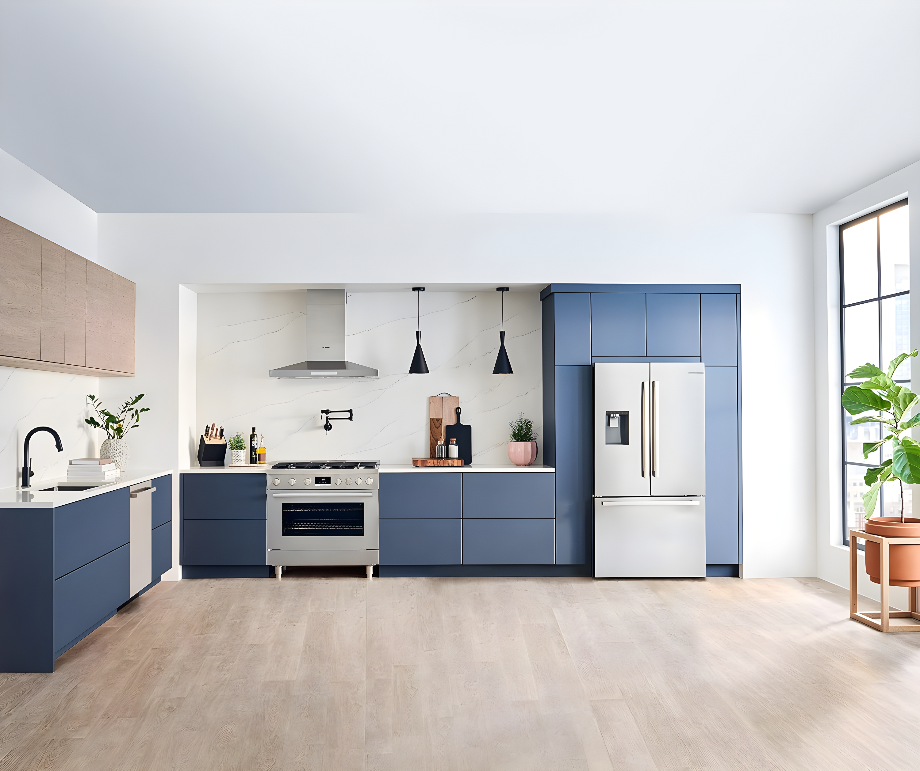 Bosch - 500 Series 36-Inch Smart French Door Standard-Depth Refrigerator With Quickicepro, Anti-Fingerprint, External Water & Ice, Home Connect