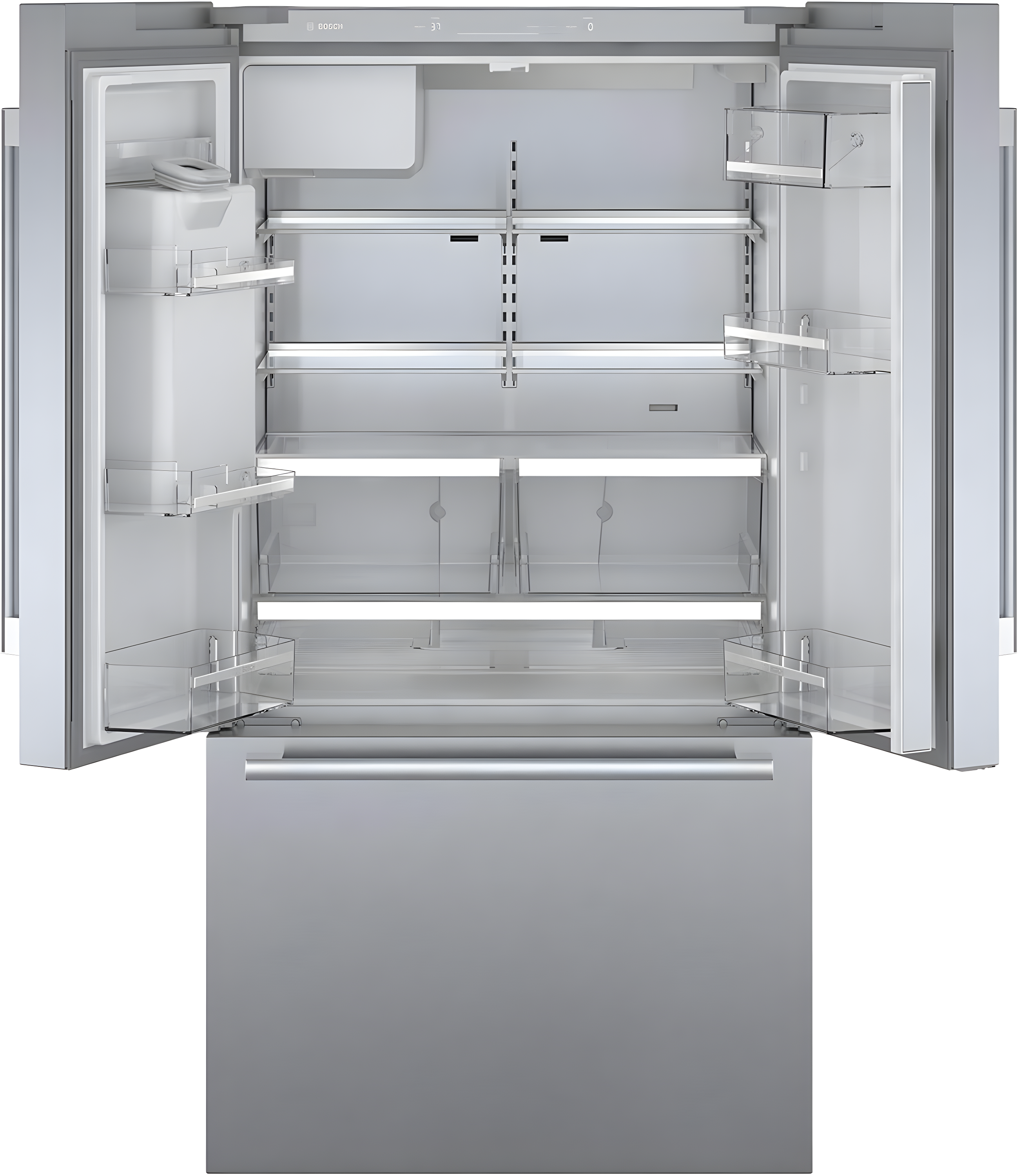 Bosch - 500 Series 36-Inch Smart French Door Standard-Depth Refrigerator With Quickicepro, Anti-Fingerprint, External Water & Ice, Home Connect