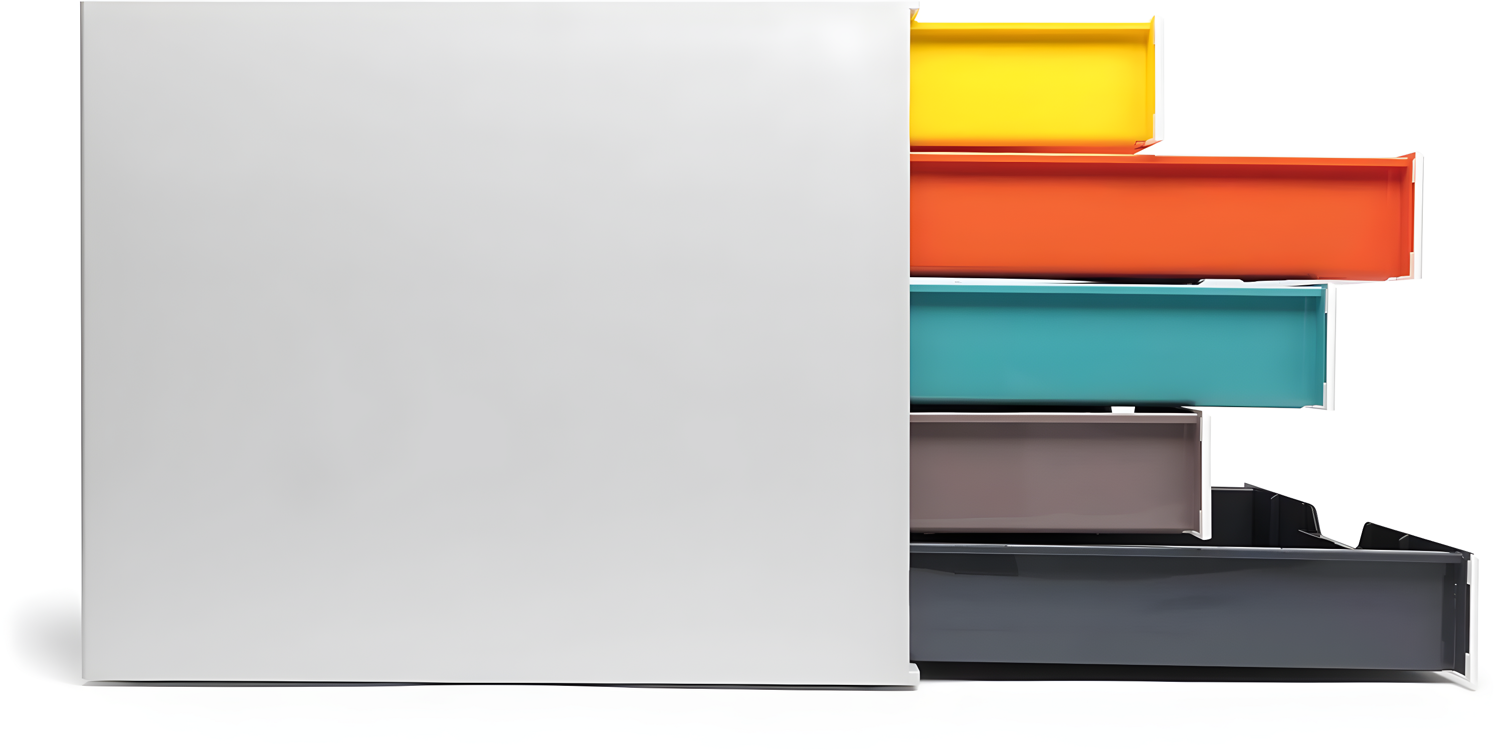 DURABLE Desktop Drawer Organizer (VARICOLOR MIX 5 Compartments with Removable Labels) 11" w x 14" d x 11.375" h, White & Multicolored (762527)