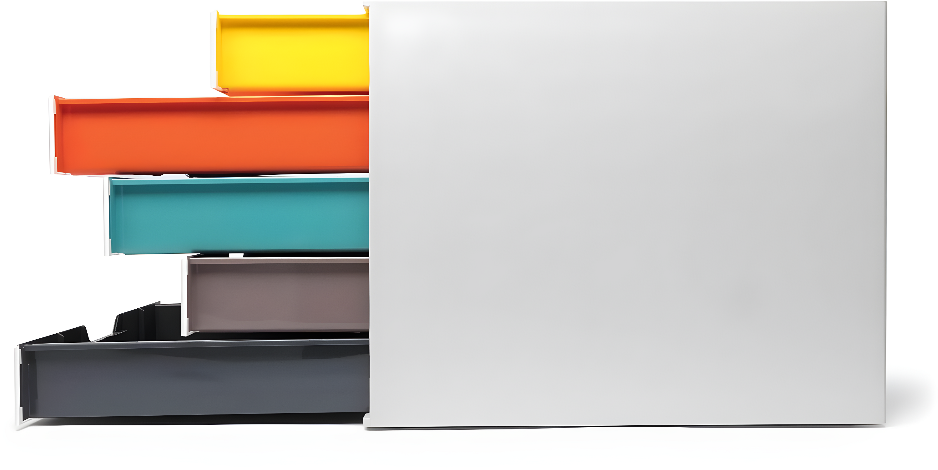 DURABLE Desktop Drawer Organizer (VARICOLOR MIX 5 Compartments with Removable Labels) 11" w x 14" d x 11.375" h, White & Multicolored (762527)