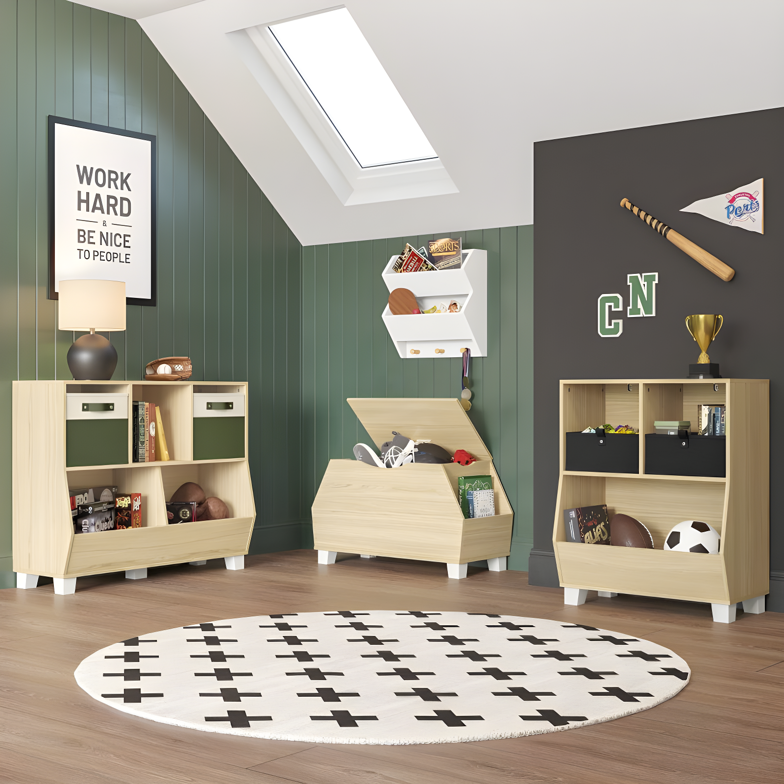 RiverRidge Home RiverRidge Kids Catch-All 24in Toy Storage Organizer with 2 Cubbies and 2 Storage Compartments