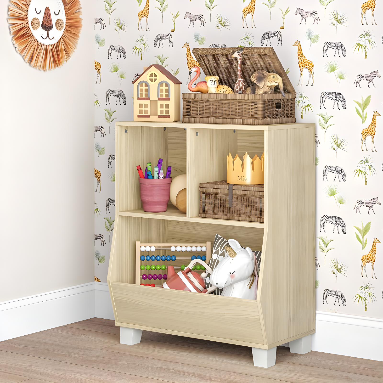 RiverRidge Home RiverRidge Kids Catch-All 24in Toy Storage Organizer with 2 Cubbies and 2 Storage Compartments