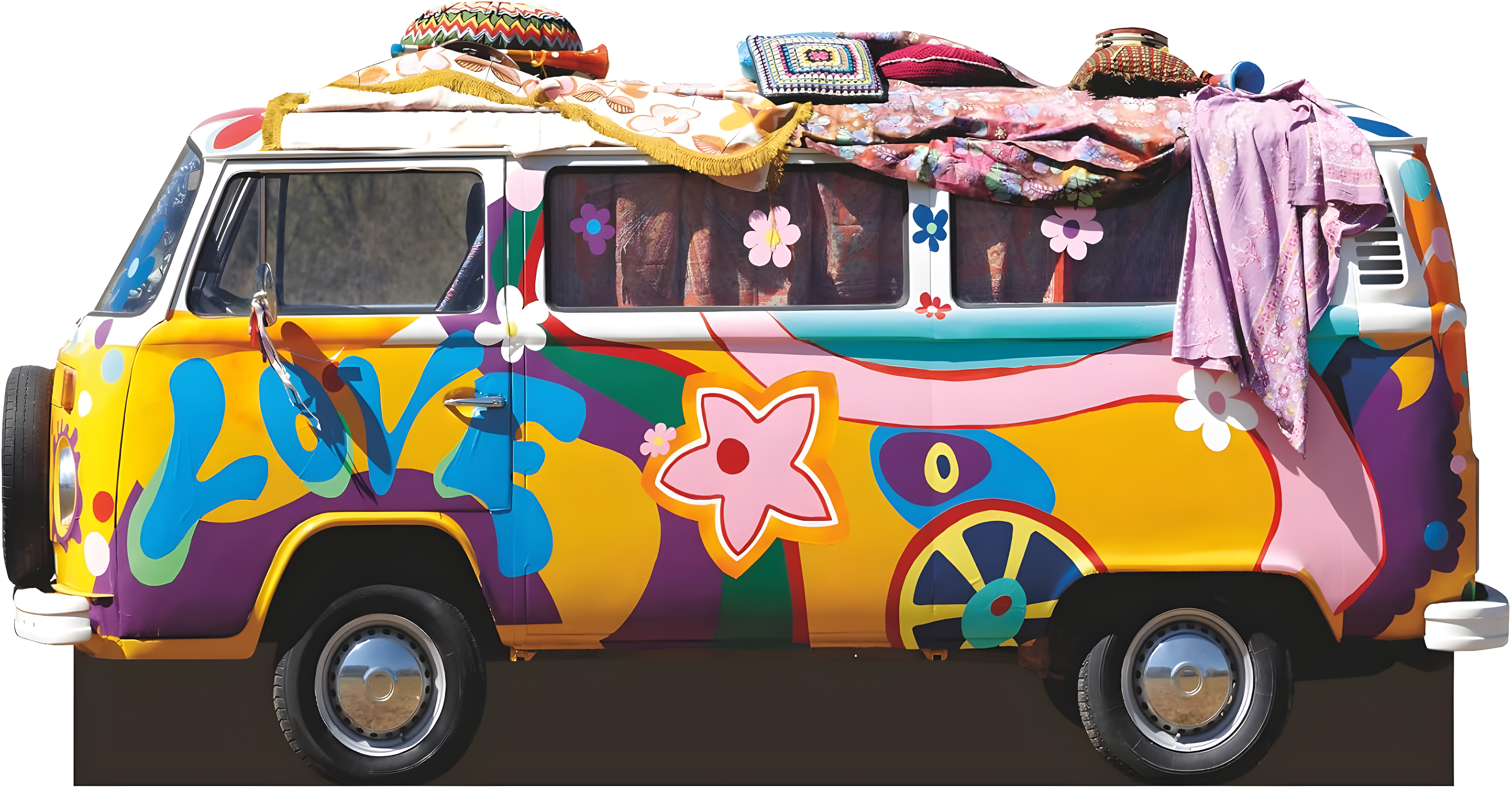 Wet Paint Printing 47" Hippie Van Groovy Car 60S Woodstock Cardboard Cutout Standup